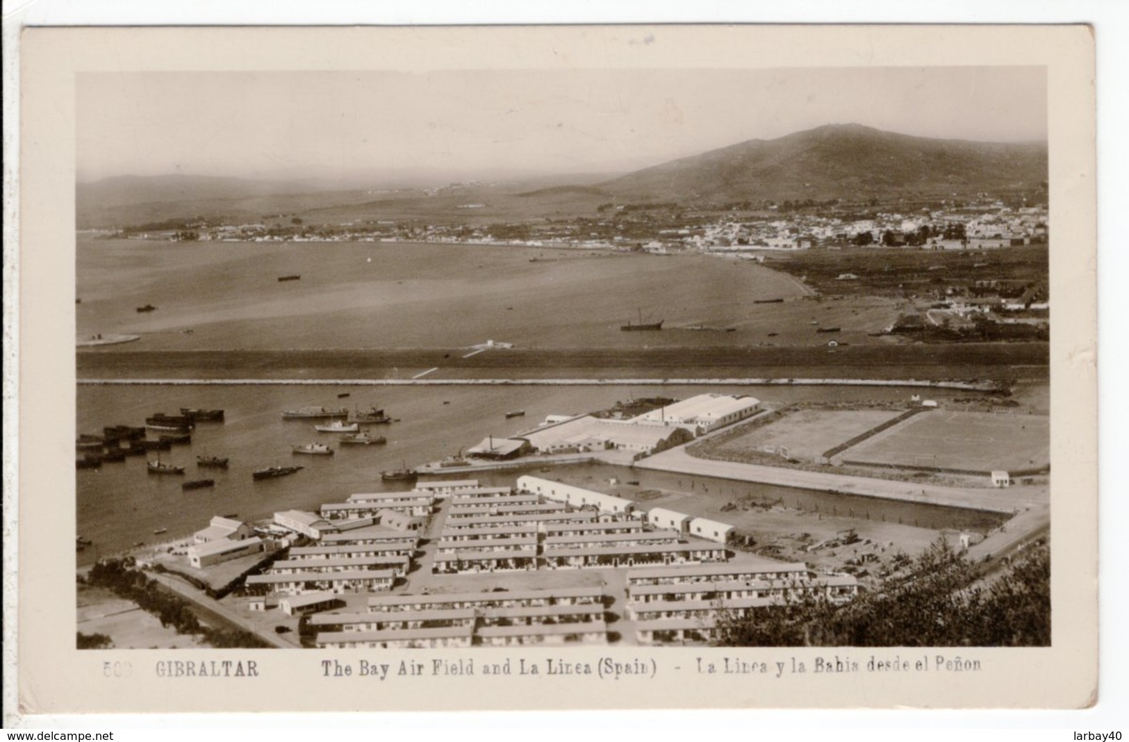 Cartes Postales Ancienne - Gibraltar The Bay Air Field And La Linea - Gibilterra