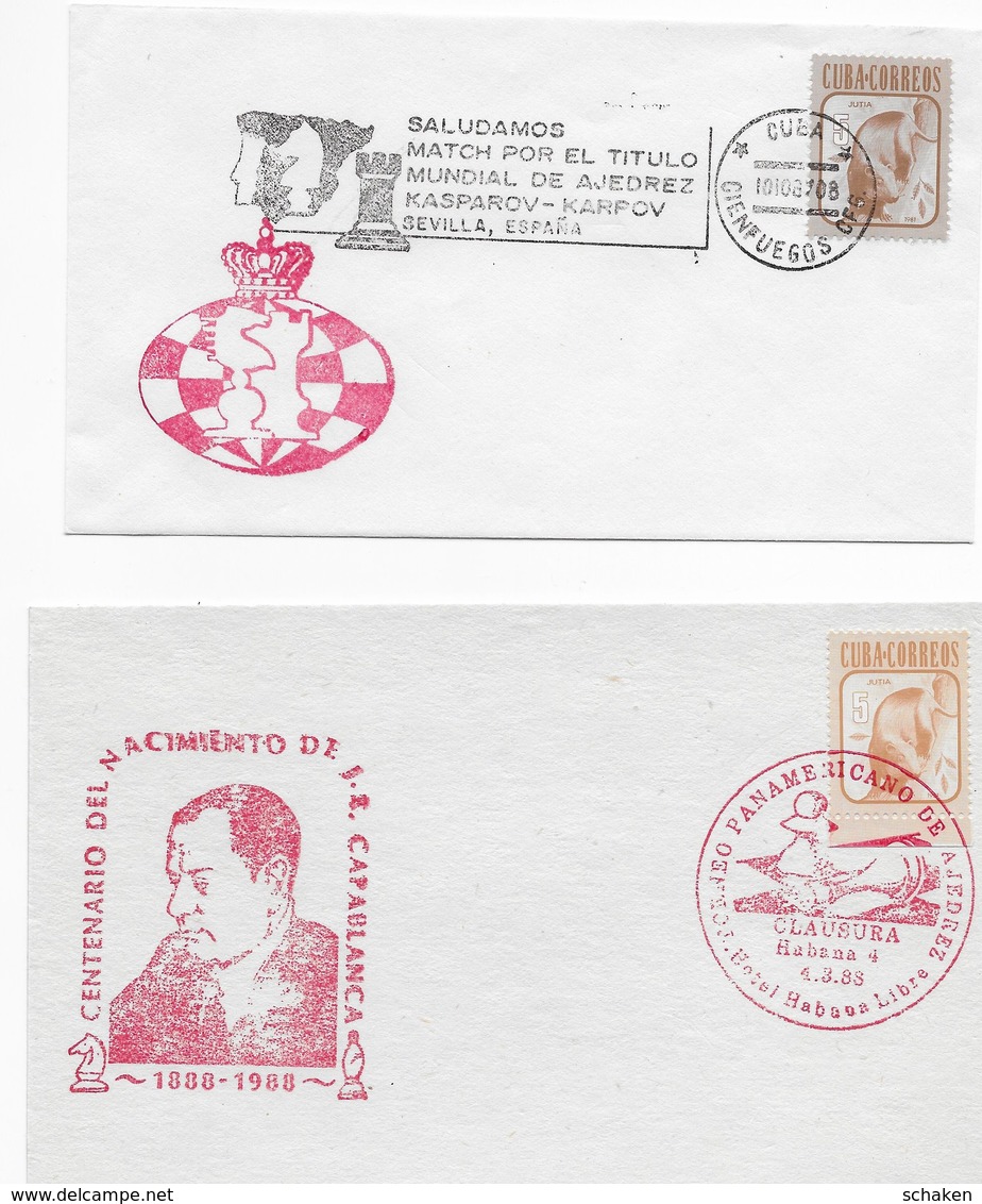 Cuba;  Chess Ajedrez 17x Different Cancel ; All On Scan - Covers & Documents