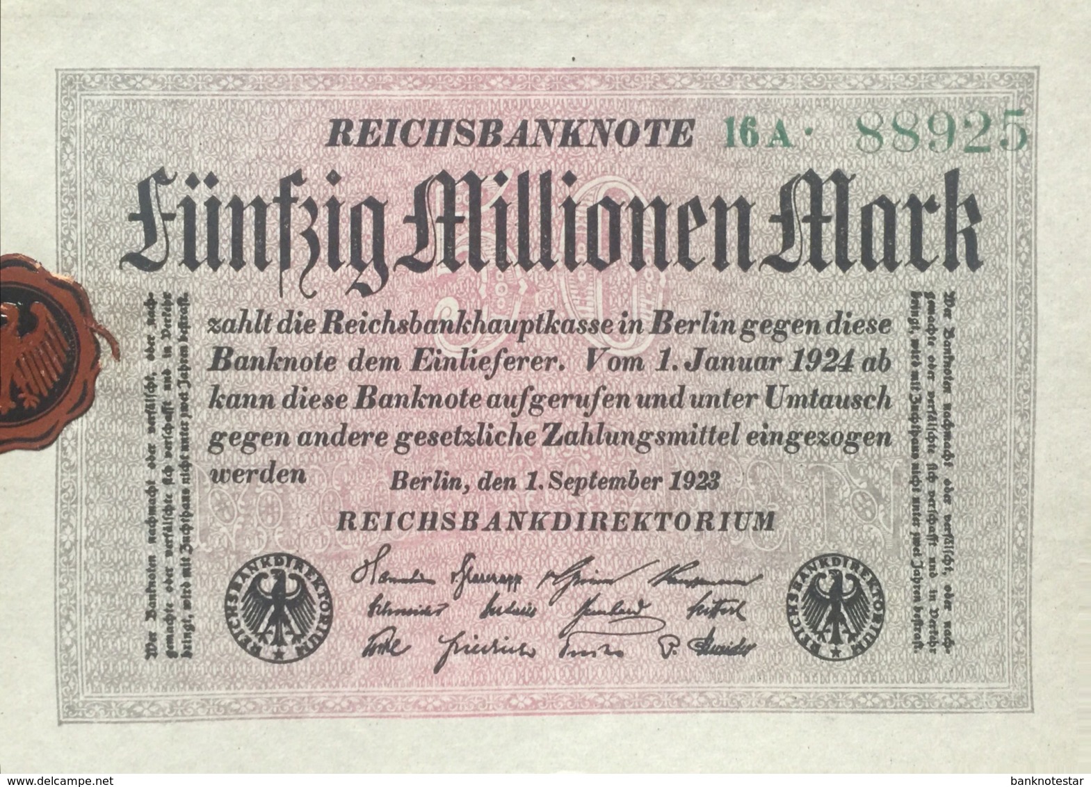 Germany 50.000.000 Mark, DEU-122a/Ro.108a (1923) - UNC - 50 Millionen Mark