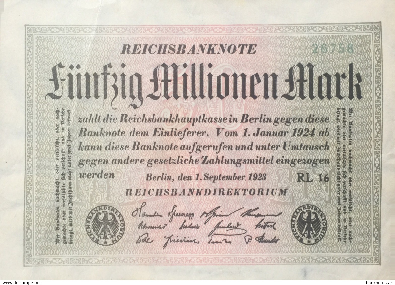 Germany 50.000.000 Mark, DEU-123g/Ro.108d (1923) - Very Fine - 50 Millionen Mark