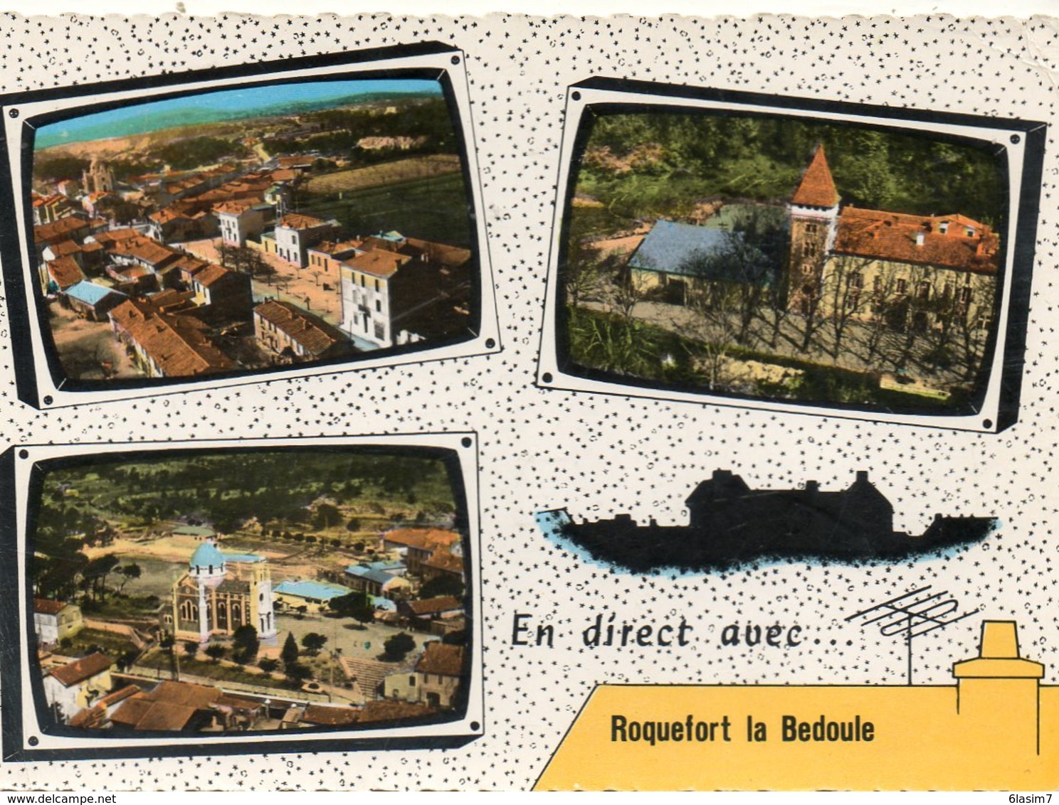 CPSM Dentelée - ROQUEFORT-la-BEDOULE (13) - Carte De Multi-Vues Aériennes à L'antenne De Télé Des Année 60 - Sonstige & Ohne Zuordnung