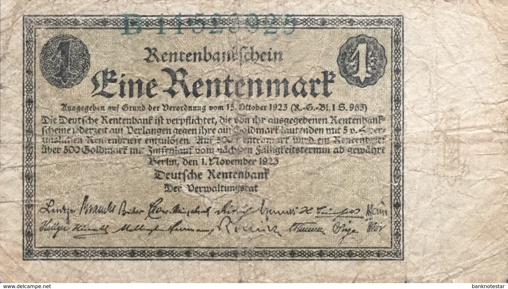 Germany 1 Rentenmark, DEU-199a/Ro.154a (1923) - Fine - 1 Rentenmark