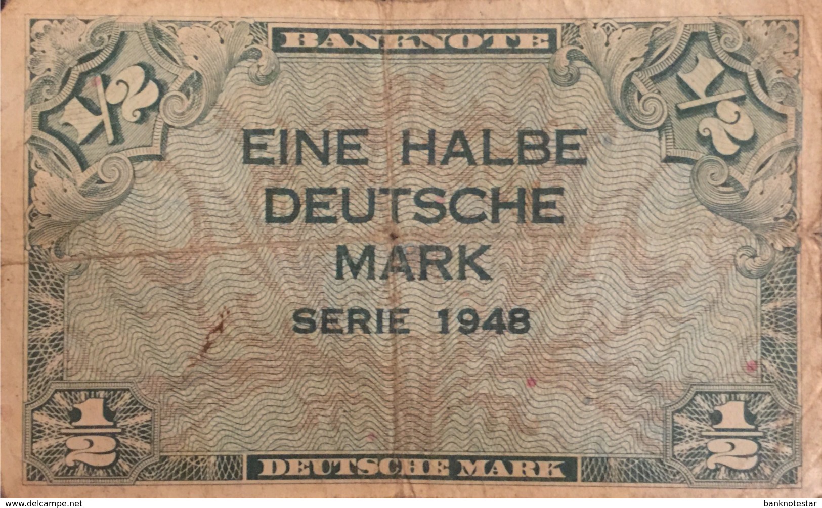 Germany West 1/2 Mark, WBZ-1/Ro.230 (1948) - Fine - 1/2 Deutsche Mark