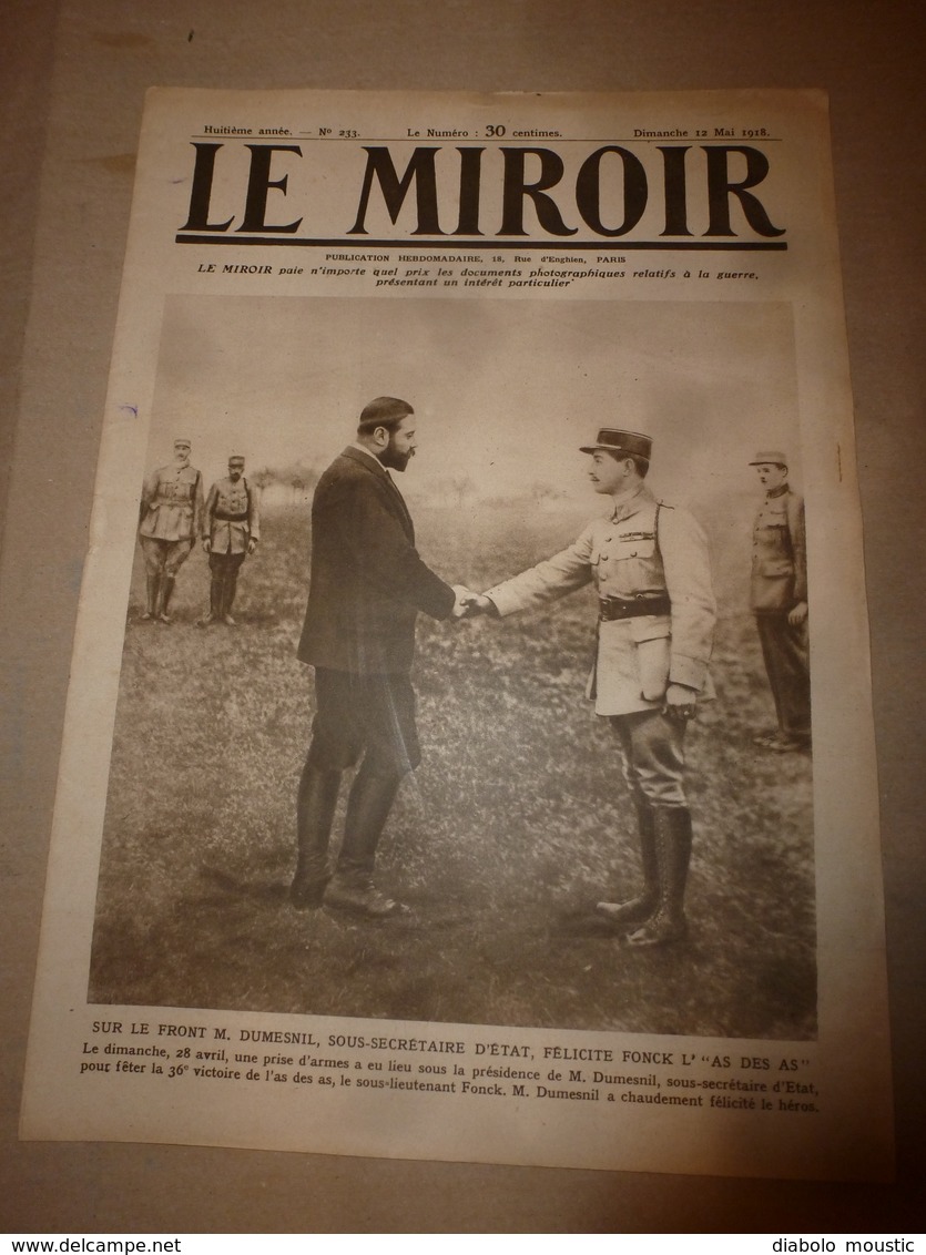 1918 LE MIROIR:Armée Belge;Venise Pont Rialto;Algérien à La Baïonnette;Zeebrugge;Vindictive;Recrutement Des Noirs;etc - 1900 - 1949