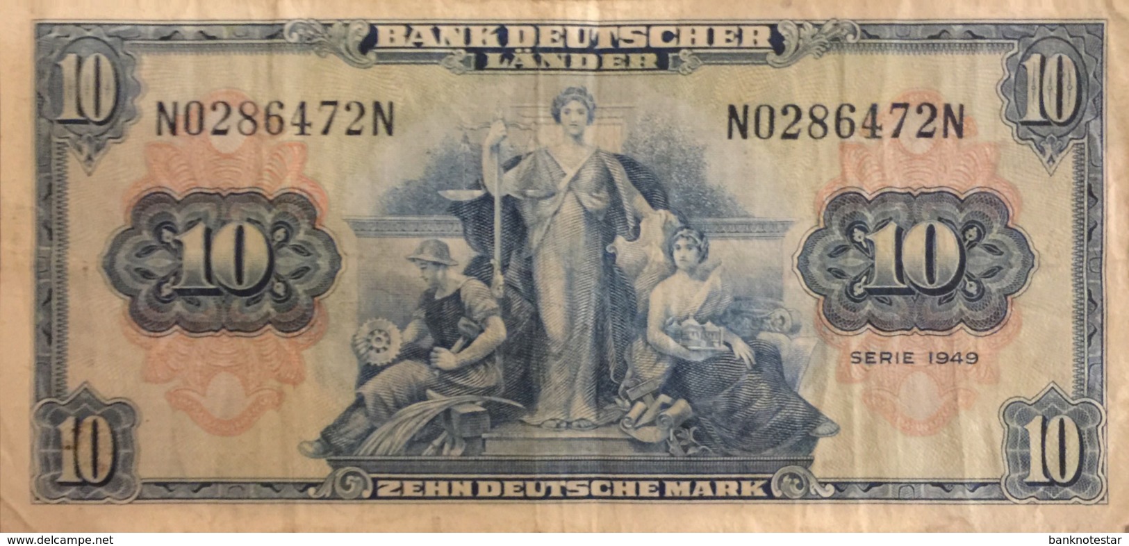 Germany West 10 Deutsche Mark, BRD-4/Ro.258 (Serie N/N) - Fine - 10 Deutsche Mark