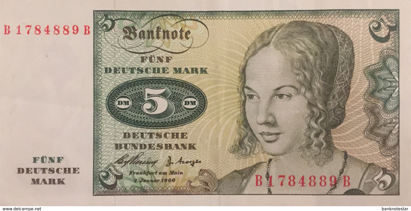 Germany West 5 Deutsche Mark, BRD-6e/Ro.262e (Serie B/B) - EF/XF - 5 Deutsche Mark