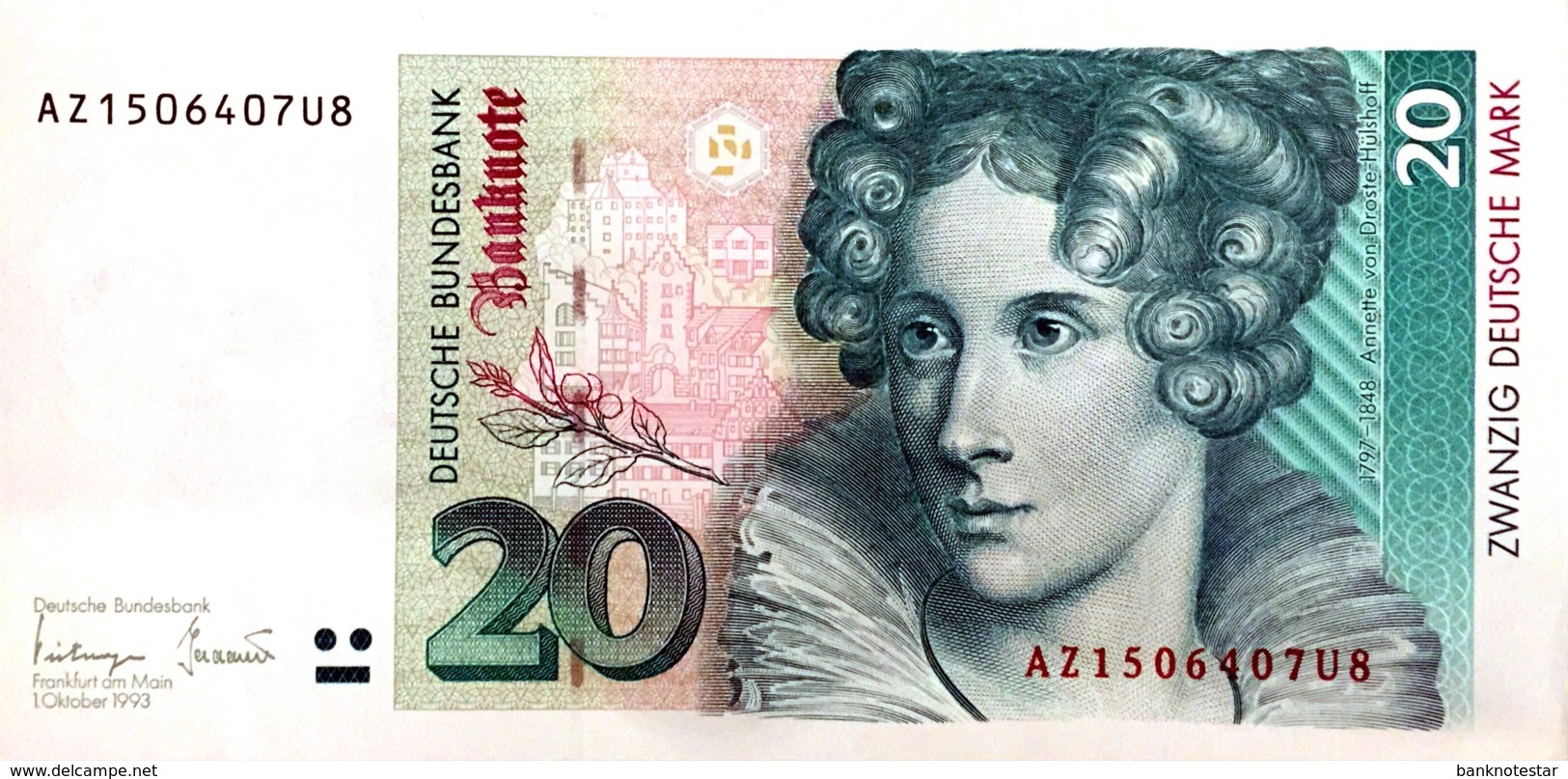 Germany West 20 Deutsche Mark, BRD-48/Ro.304a (1993) - AU - 20 Deutsche Mark