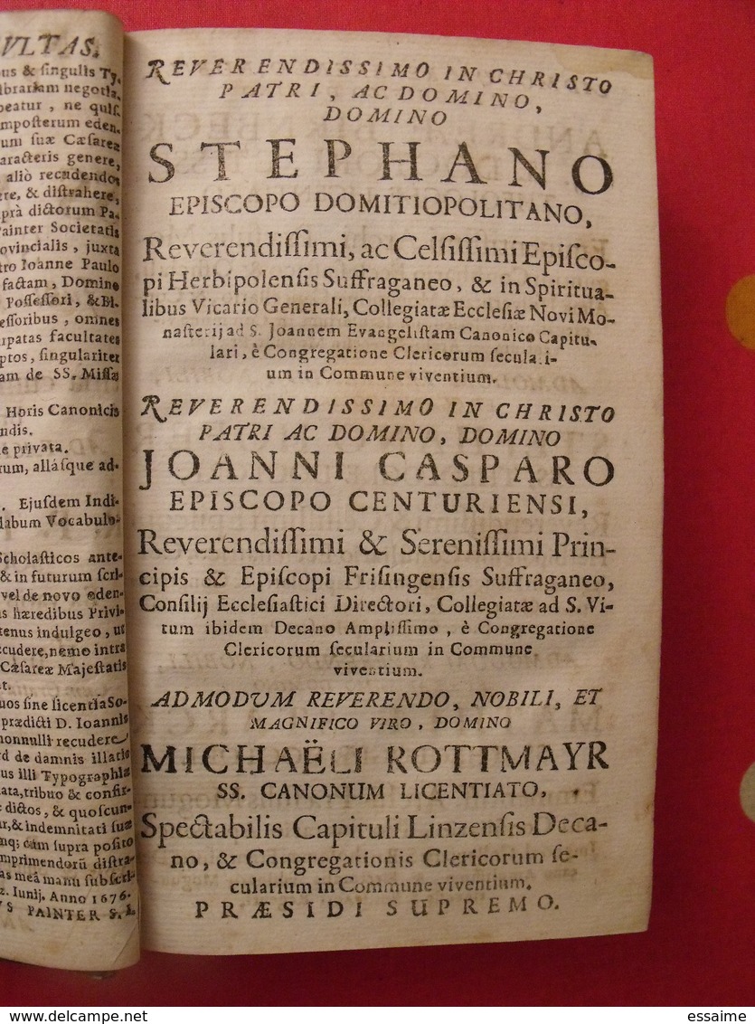 Instructio Practica Prima De Ss. Missae Sacrificio. Secunda De Horis Canonicis Tobia Lohner. Jésuite. 1707 Et 1700 - Jusque 1700