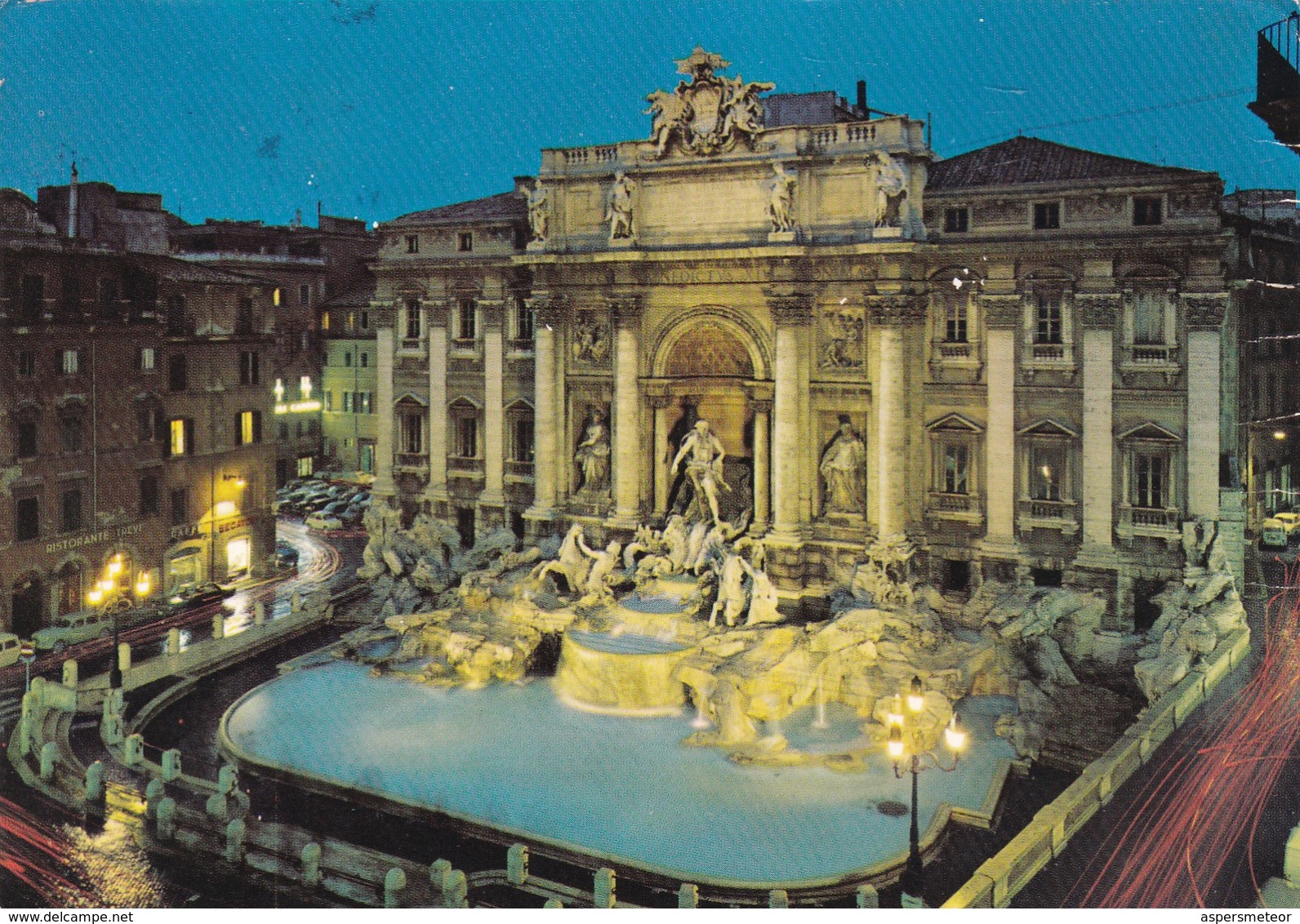 ROMA. FONTANA DI TREVI. NOTTURNO. OTTO.. CIRCULEE TO ARGENTINE 1980- BLEUP - Fontana Di Trevi