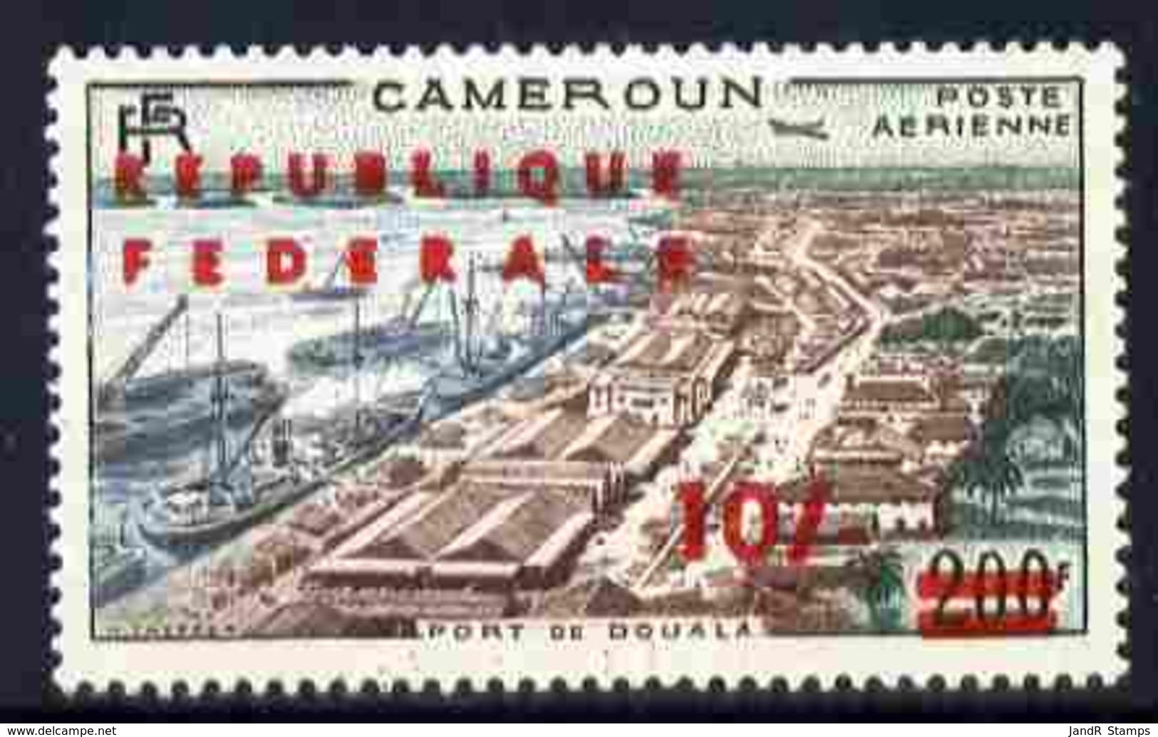 Cameroun 1961 10s On 200f Freighters & Douala Port Mnh, SG 296a SHIPS PORTS - Cameroon (1960-...)