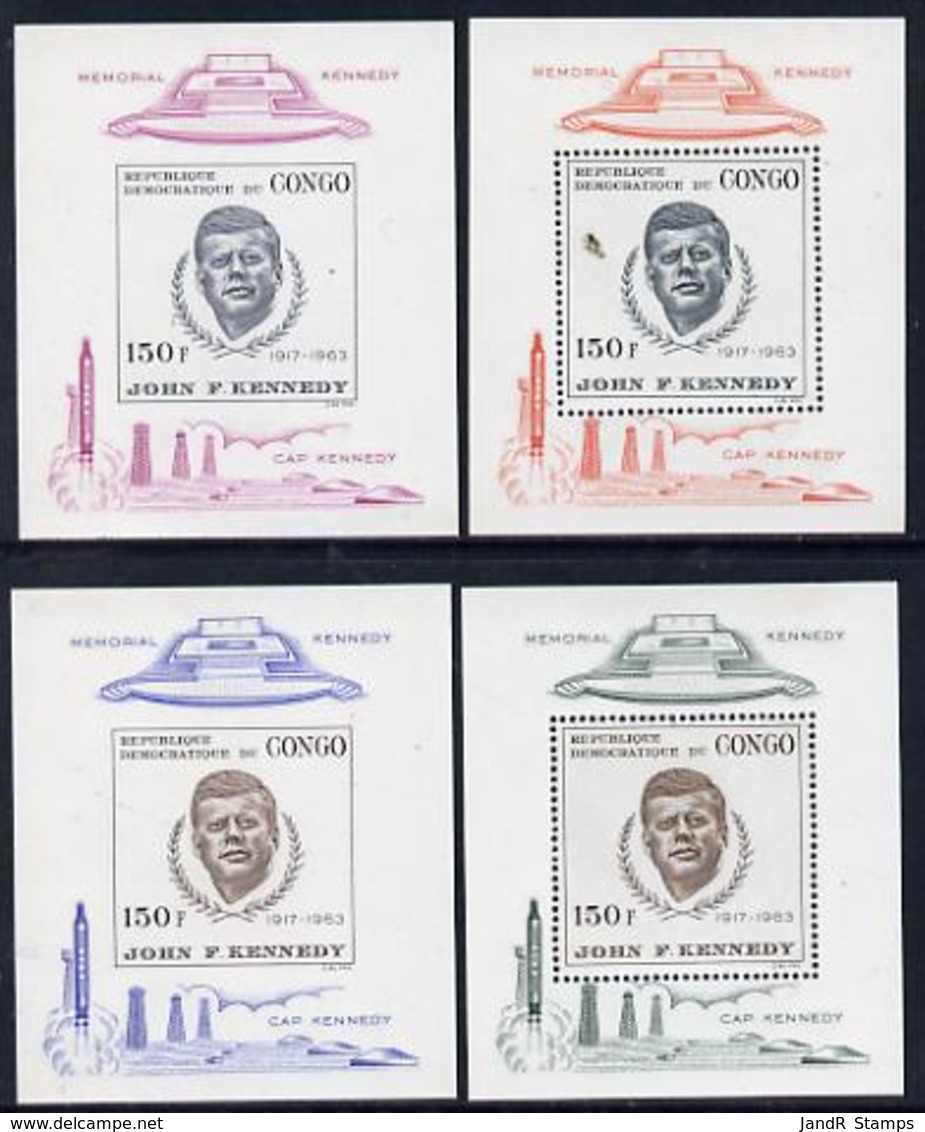 Congo 1966 Kennedy Commemoration - 2nd Issue PERSONALITIES KENNEDY USA PRESIDENTS AMERICANA Set Of 4 Individual Perf She - Mint/hinged