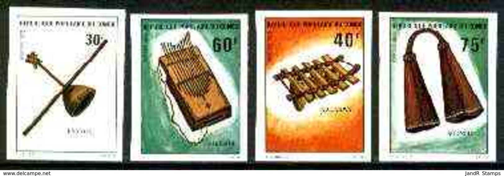 Congo 1975 Traditional Musical Instruments Set Of 4 Imperf From Limited Printing Mnh, As SG 473-76 - Mint/hinged