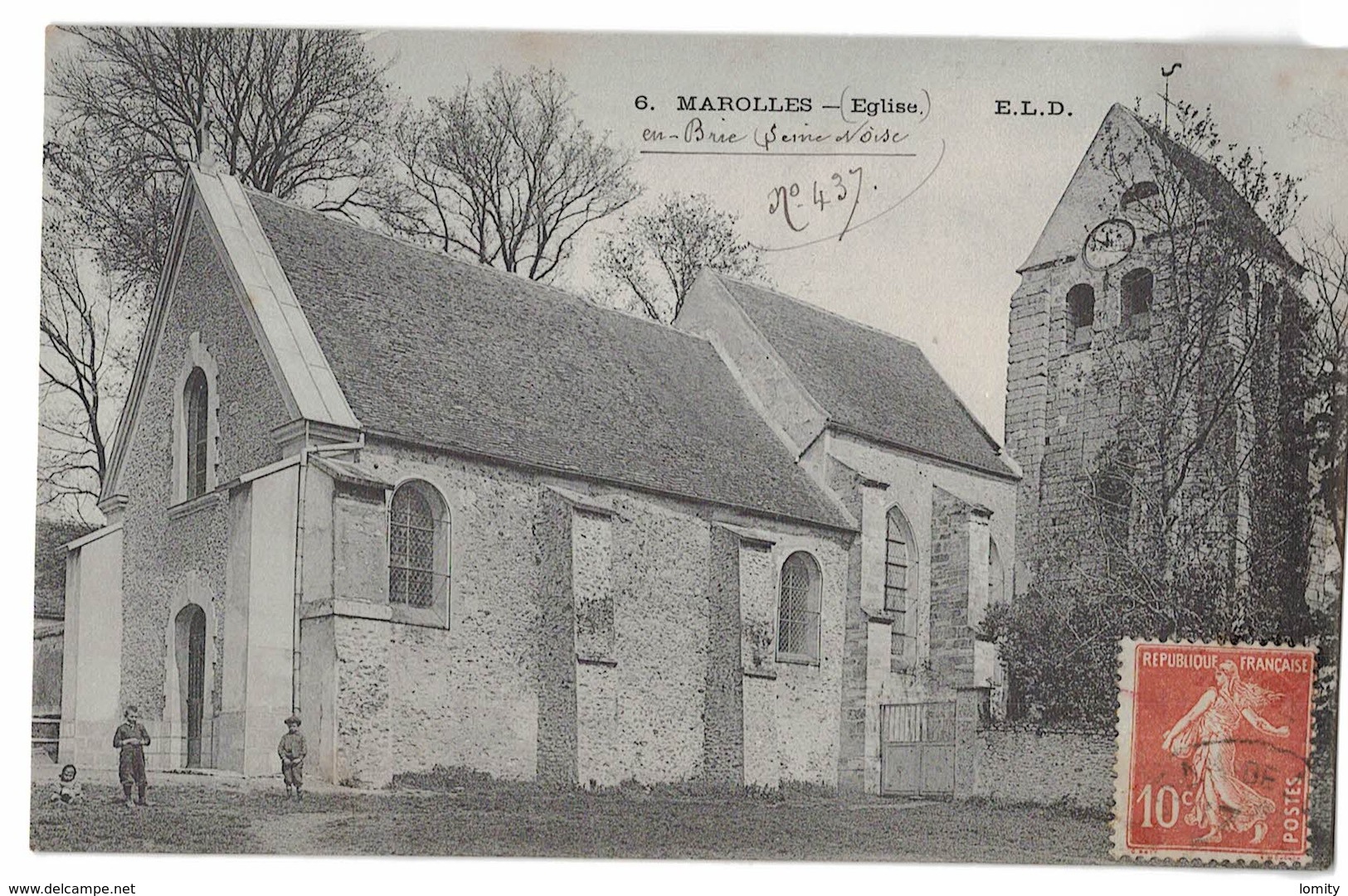 94 Marolles En Brie Eglise Carte Ecrite En 1910 - Marolles En Brie