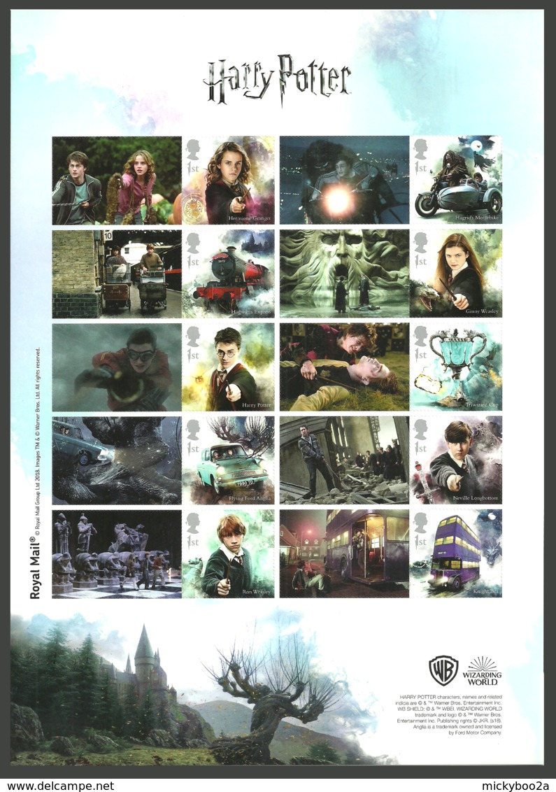 GB 2018 HARRY POTTER FILMS CHESS TRAIN MOTORBIKE COLLECTORS SHEET MNH - Unused Stamps