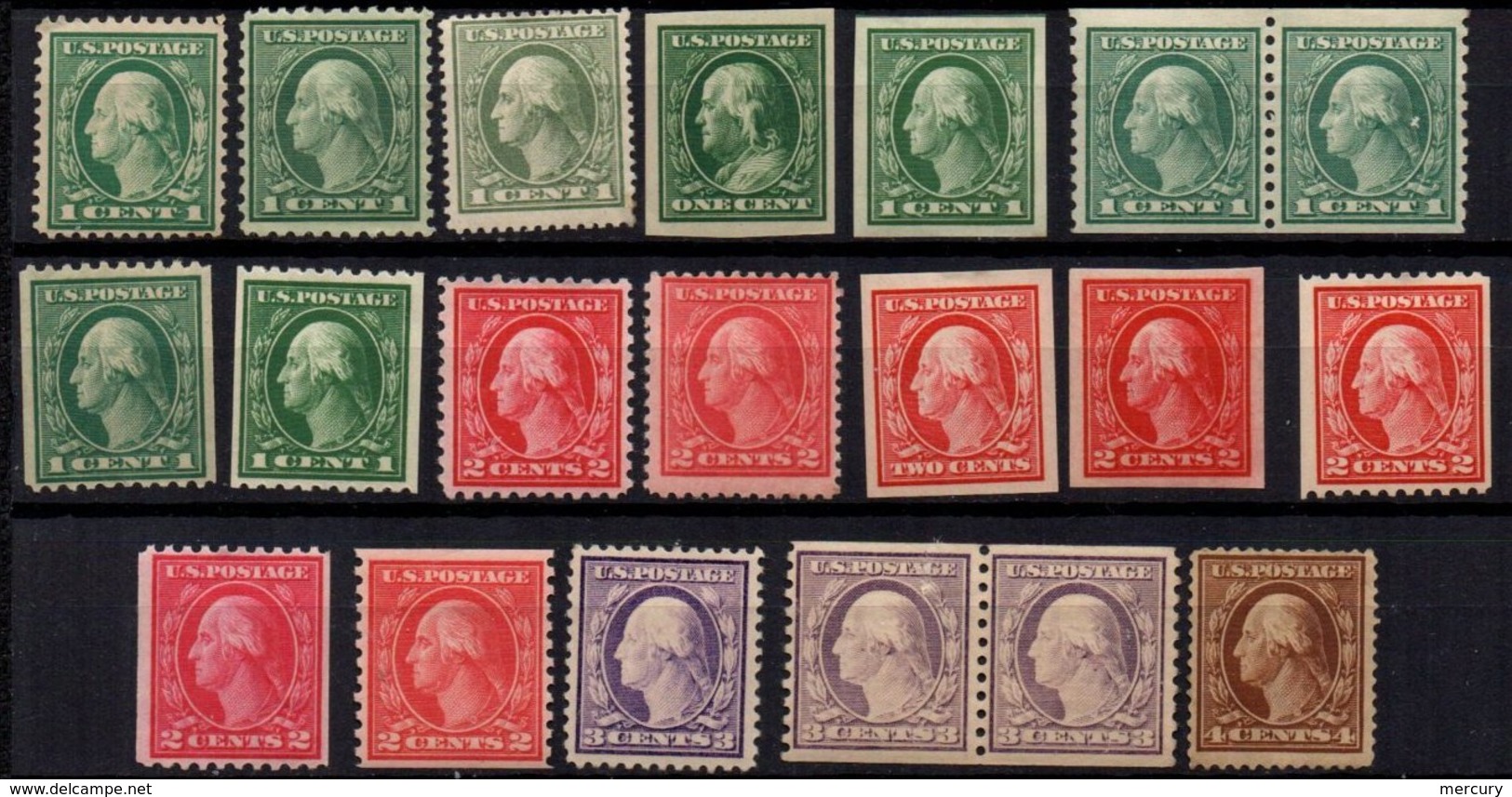 USA - 1 à 4 C. De 1908/9 Neufs Avec Des Variétes De Dentelure - Unused Stamps