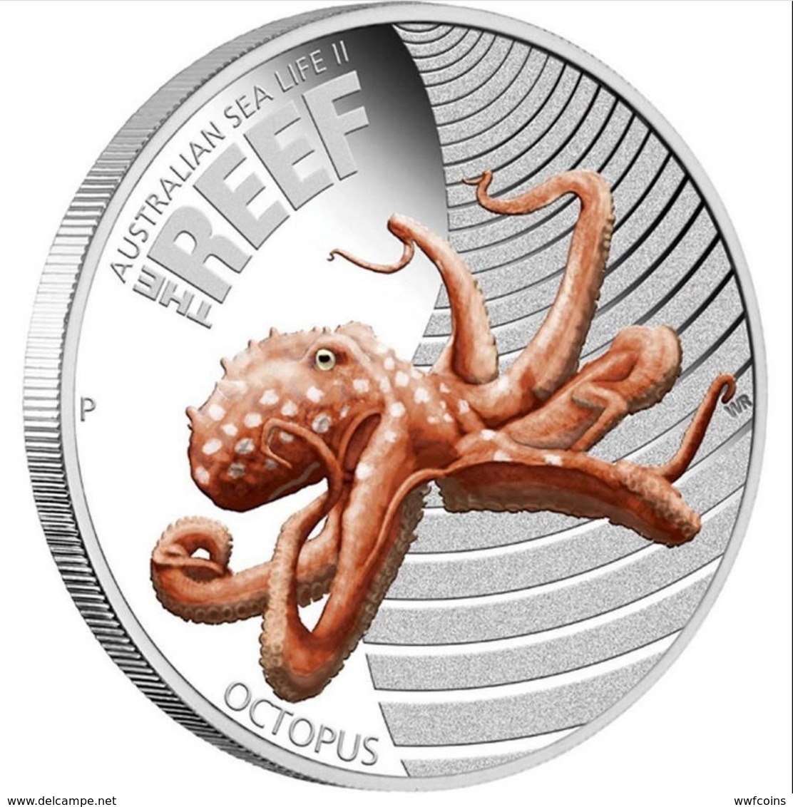 AUSTRALIA 50 C 2012 SILVER PROOF WILDLIFE AUSTRALIAN SEA LIFE THE REEF OCTOPUS PESO 15,591 TITOLO 0,999 CONSERVAZIONE PR - Mint Sets & Proof Sets