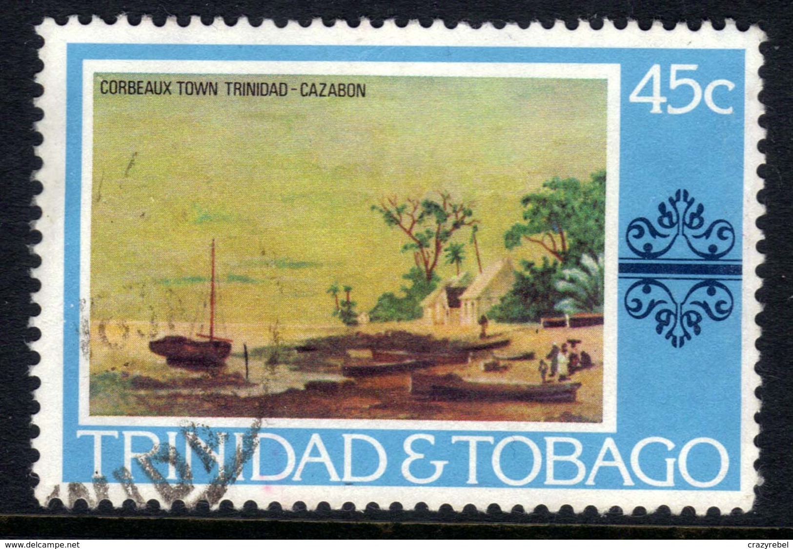 Trinidad & Tobago 1976 QE2 45ct Corbeaux Town Painting SG 490 ( G1274 ) - Trinidad & Tobago (1962-...)