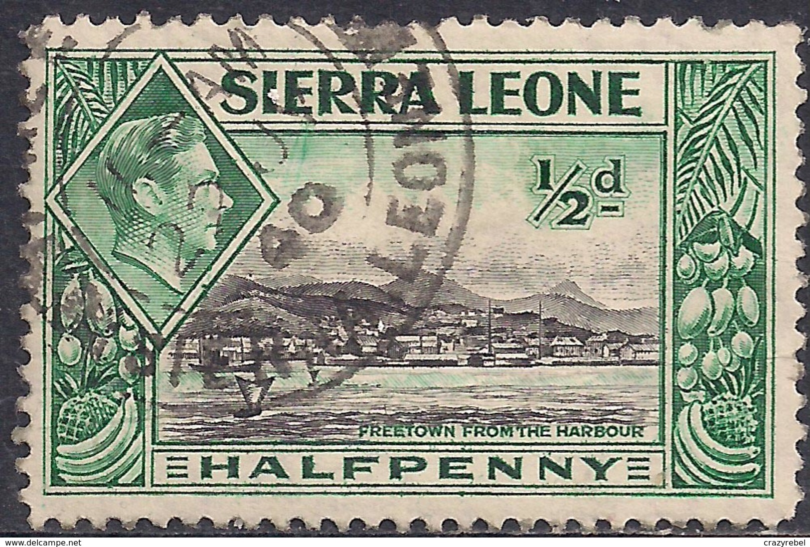 Sierra Leone 1938 - 44 KGV1 1/2d Green & Black SG 188 ( G1481 ) - Sierra Leone (...-1960)