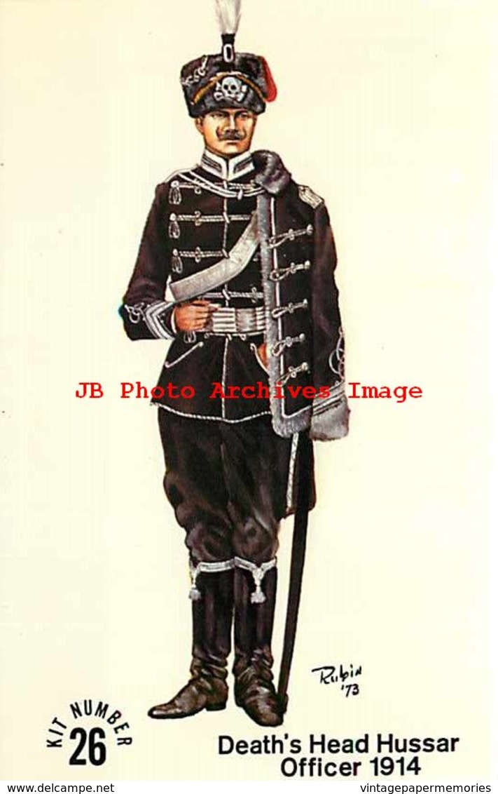 244001-Advertising Card, Squadron Rubin Miniatures Promo, Death Head Hussar Officer No 26 - Uniforms