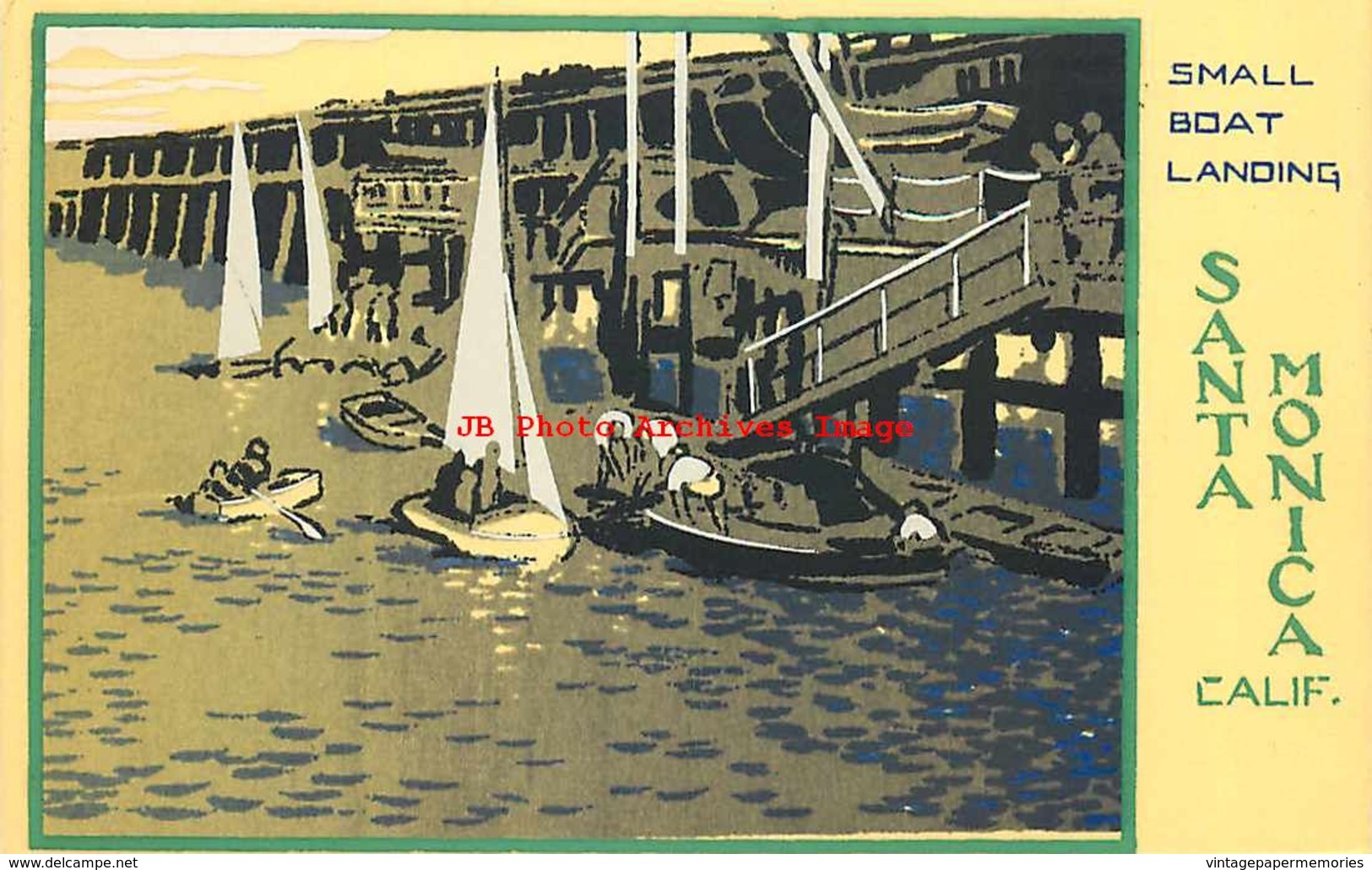 274651-Serigraph Postcard, M.A. Sheehan, Santa Monica California, Small Boat Landing - Other & Unclassified
