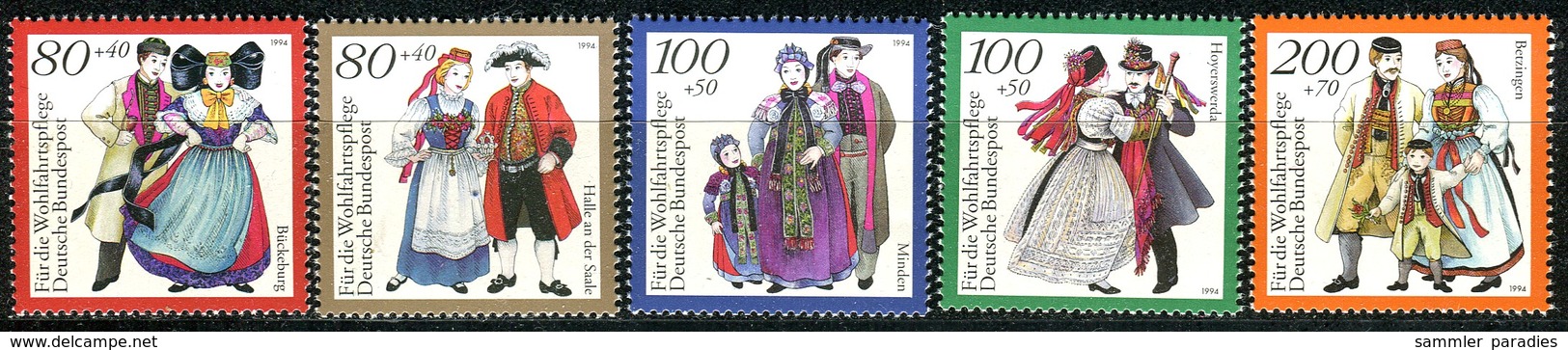 BRD - Mi 1757 / 1761 - ** Postfrisch (E) - Trachten II, Wohlfahrt 94 - Nuovi