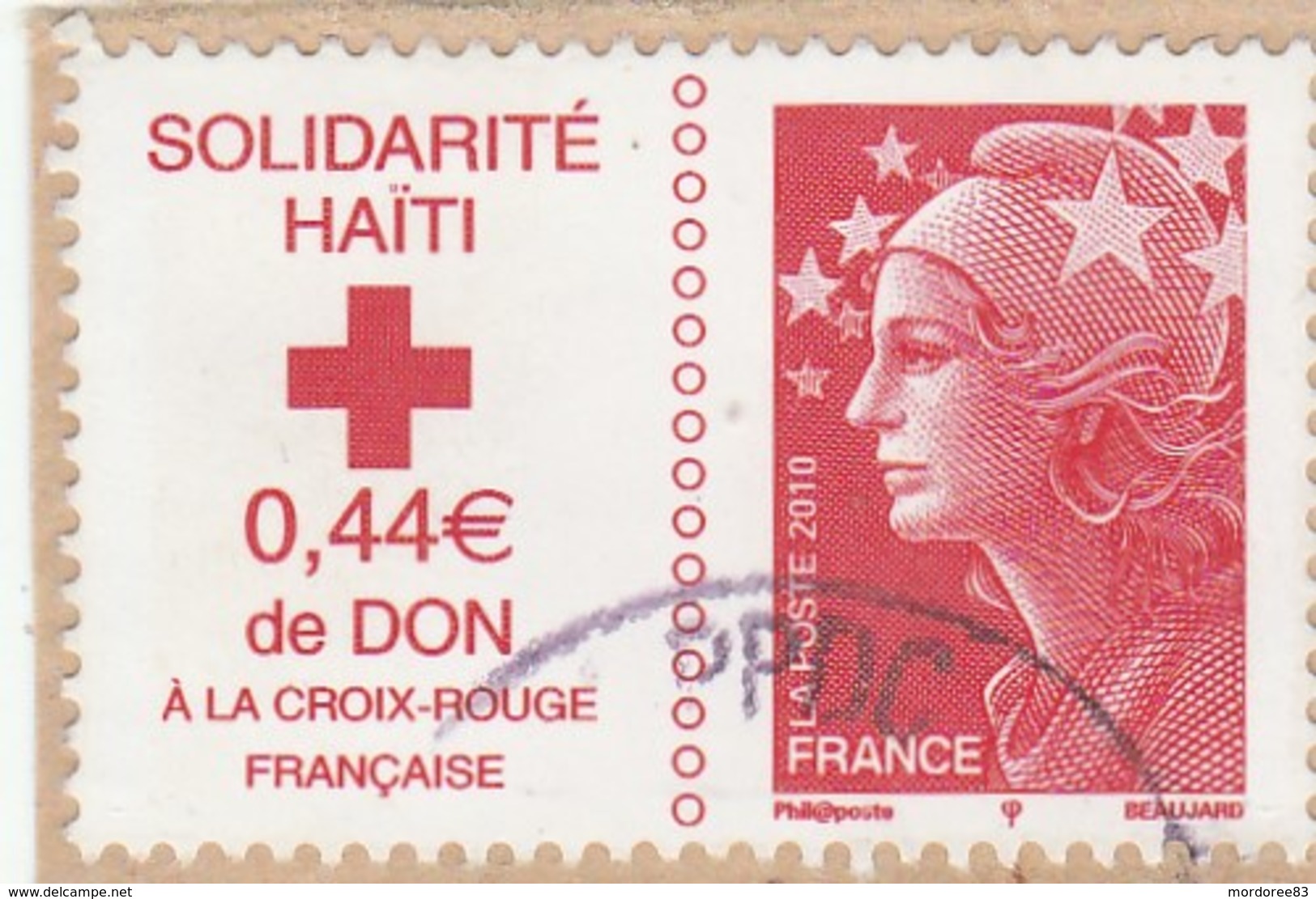 FRANCE 2010 SOLIDARITE HAITI  YT 4434 - OBLITERE SUR FRAGMENT - Oblitérés