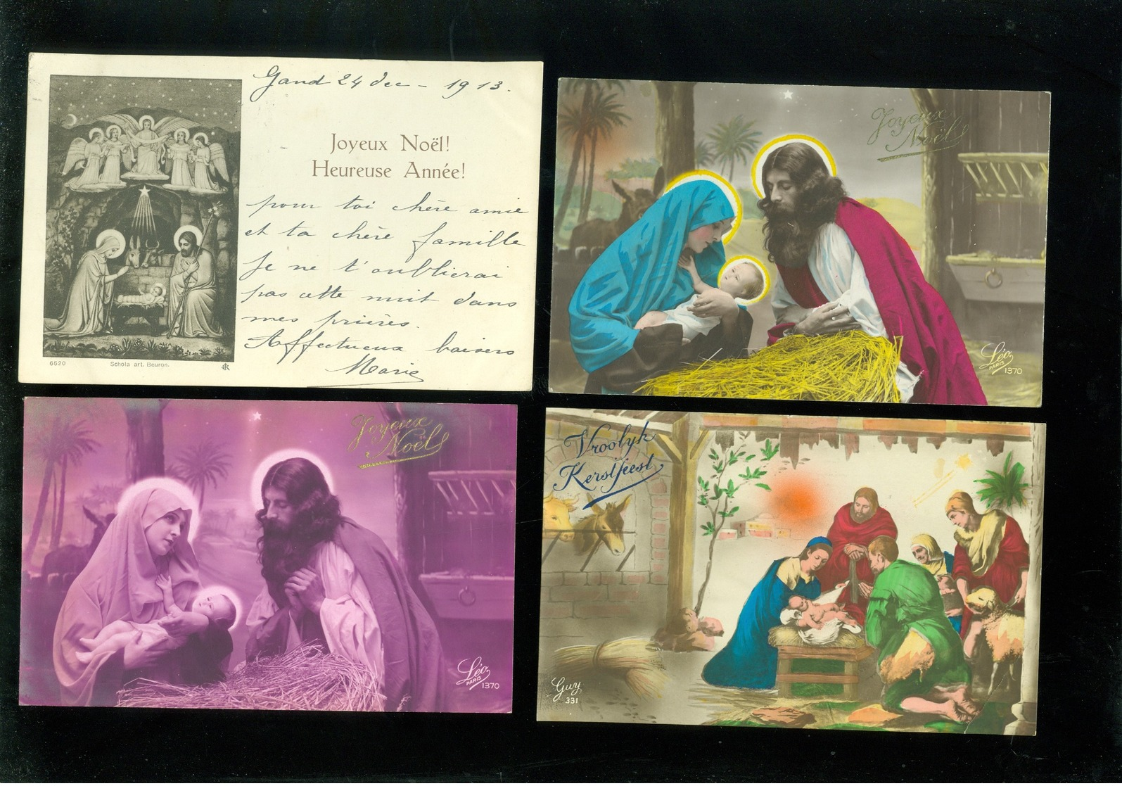 Beau lot de 60 cartes postales de fantaisie Crèche de Noël  Mooi lot 60 postkaarten fantasie kerststal  kerstmis  kribbe