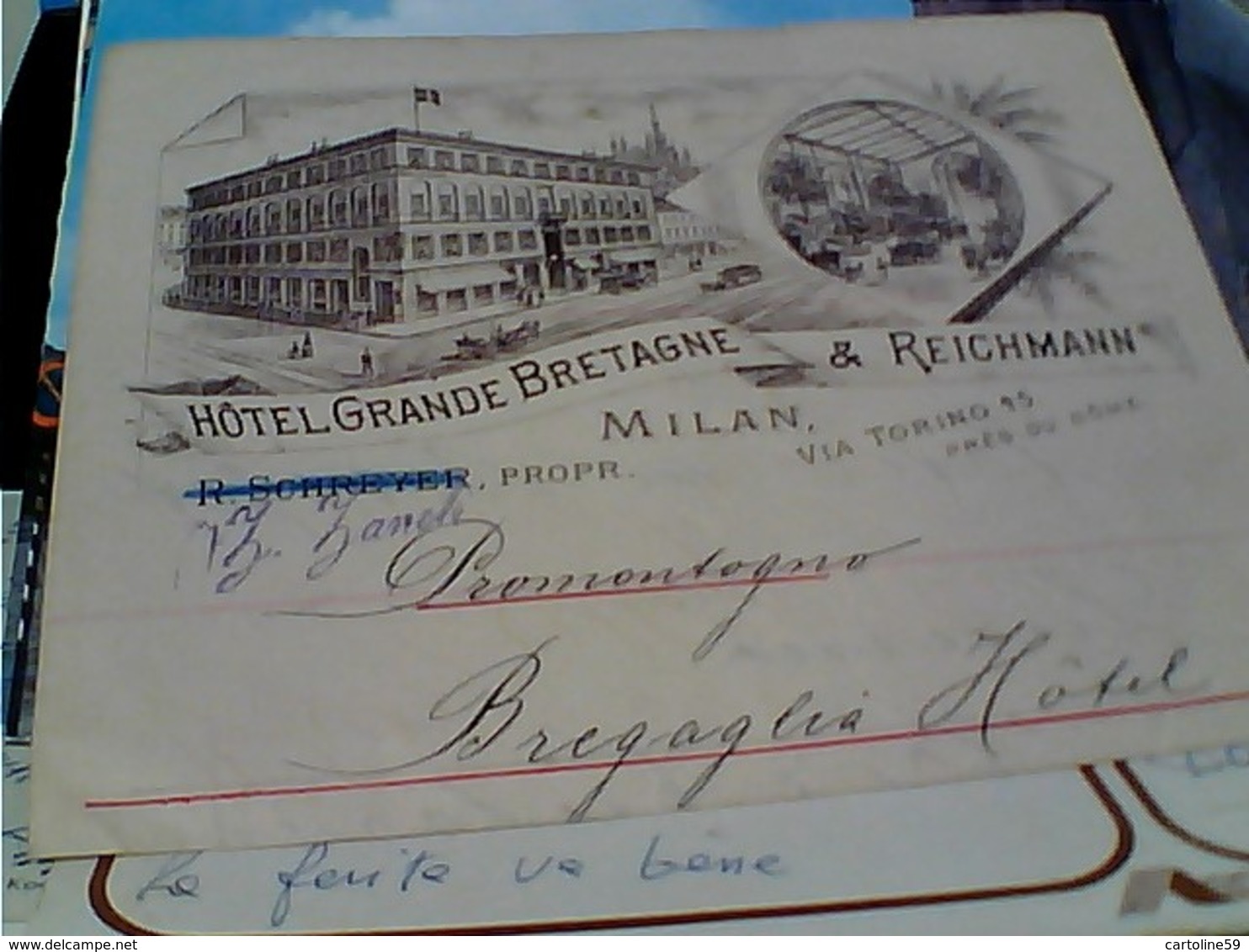 MILANO Lettera Intestata MILAN HOTEL GRANDE BRETAGNE  & REICHMANN  Via Torino   1920 GW4404 - Milano