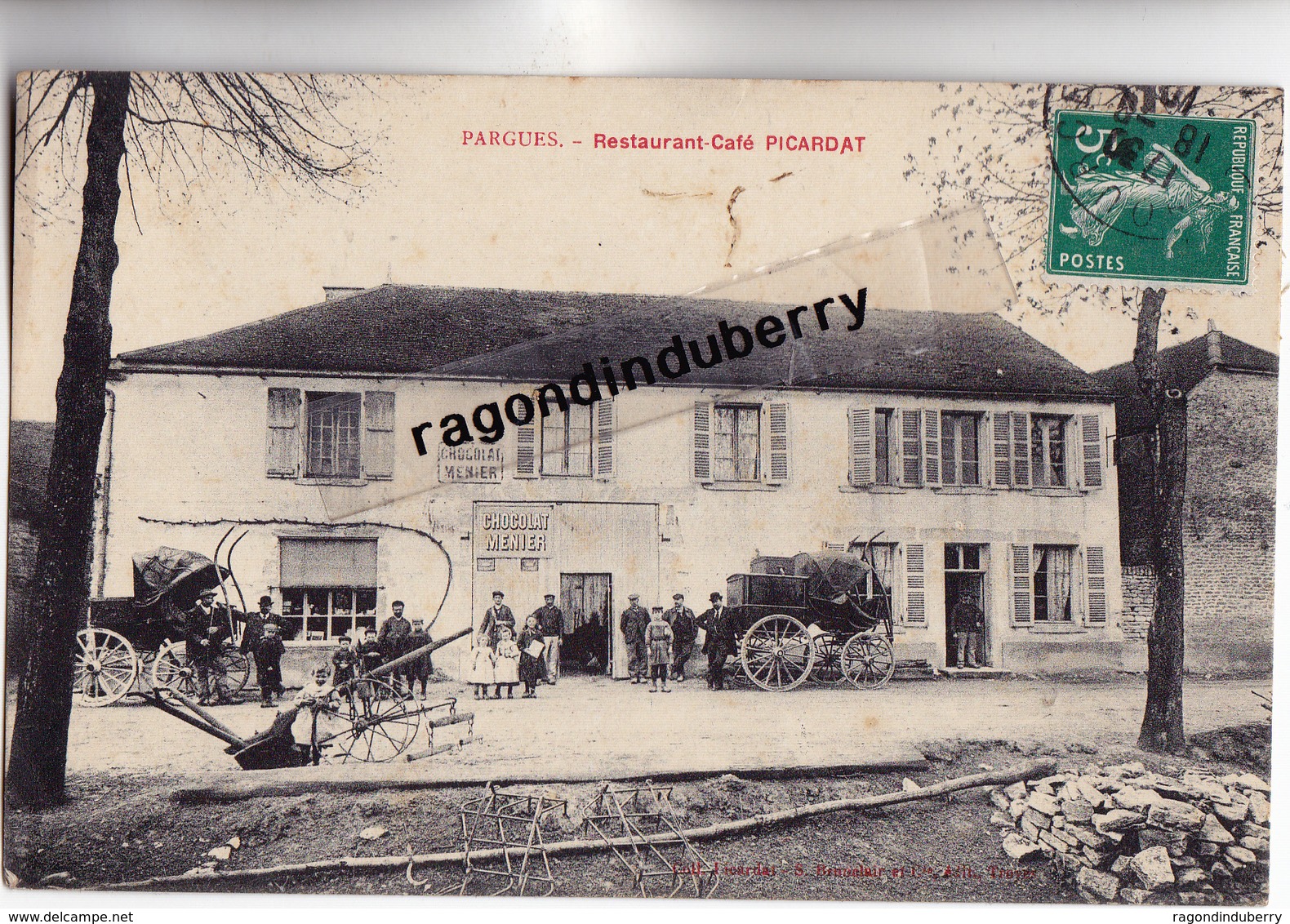 CPA - 10 - PARGUES (Aube) - RESTAURANT CAFE PICARDAT , DILIGENCES En 1910 - CARTE RARE - - Autres & Non Classés