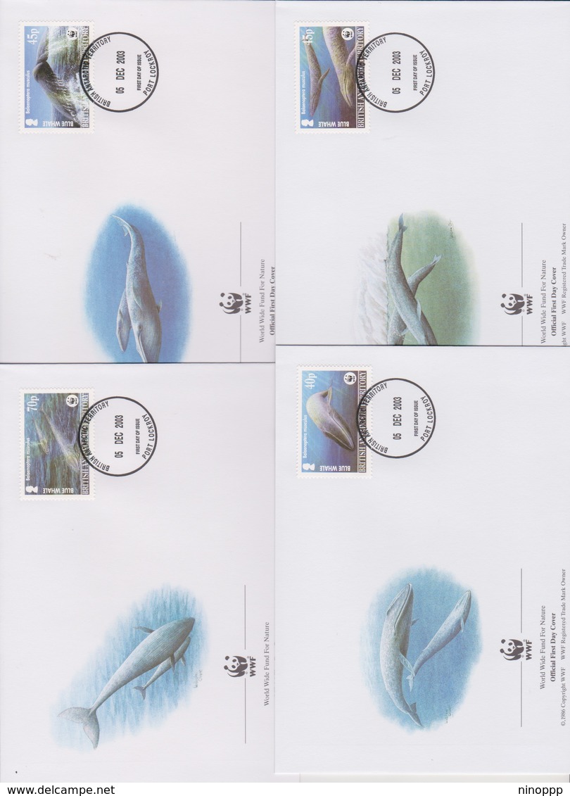 World Wide Fund For Nature 2003 British Antarctic Territory -Whales,Set 4 Official First Day Covers - FDC