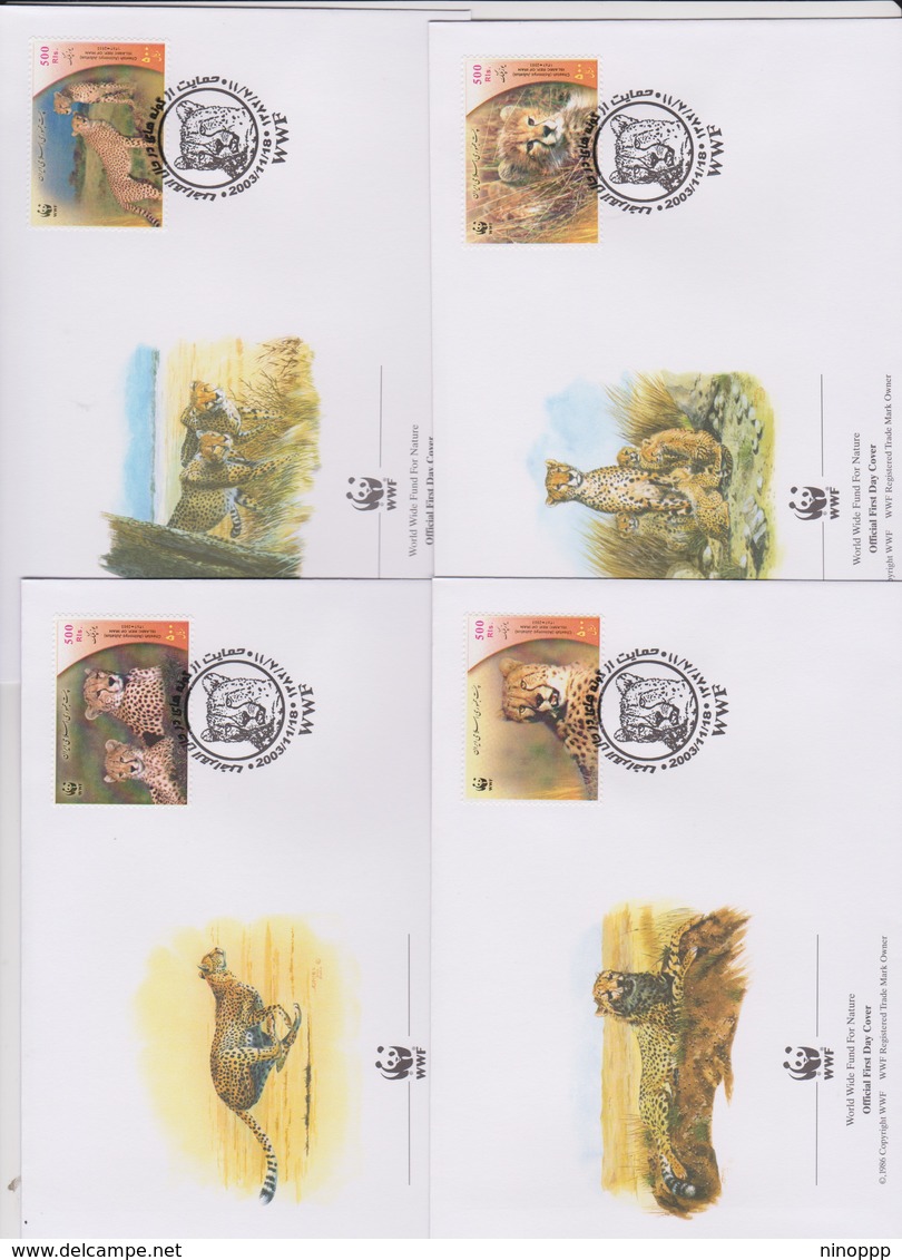 World Wide Fund For Nature 2003 Iran -Asiatic Ceetah ,Set 4 Official First Day Covers - FDC