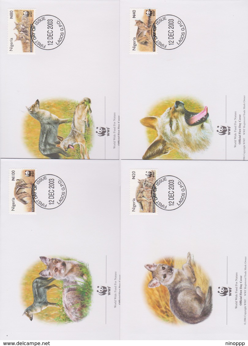 World Wide Fund For Nature 2003 Nigeria-Jackal ,Set 4 Official First Day Covers - FDC