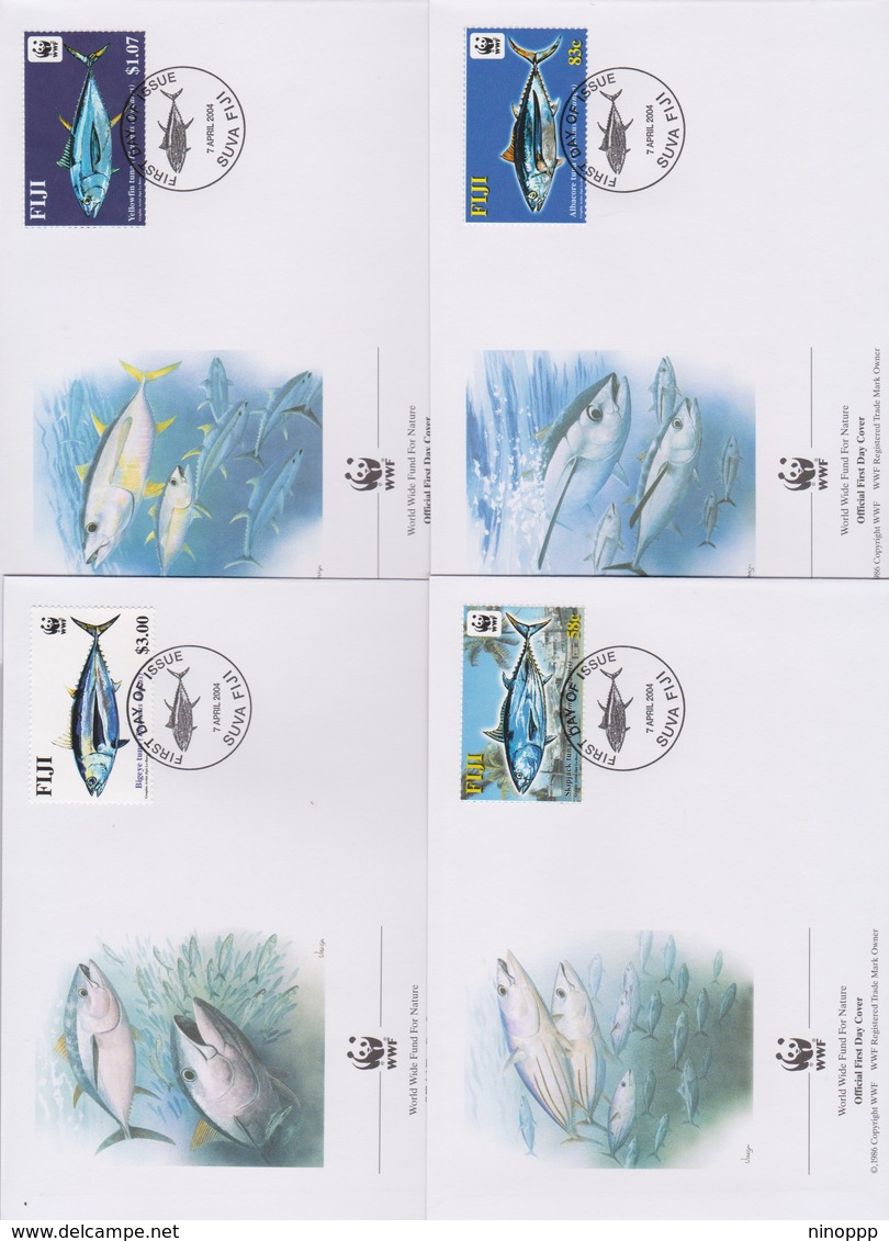 World Wide Fund For Nature 2004 Fiji - Tuna,Set 4 Official First Day Covers - FDC