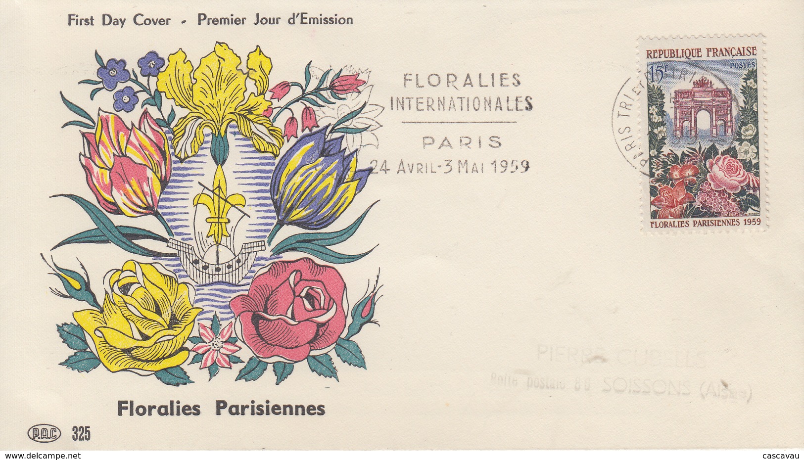 Enveloppe  FDC  Flamme  Du  1er Jour  FRANCE   Floralies  Internationales   PARIS  1959 - 1950-1959