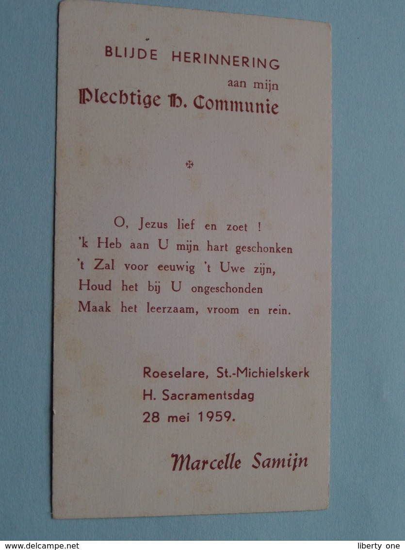 H. Communie Van Marcelle SAMIJN Te Roeselare St. Michielskerk Op 28 Mei 1959 ( Zie Foto ) ! - Communion