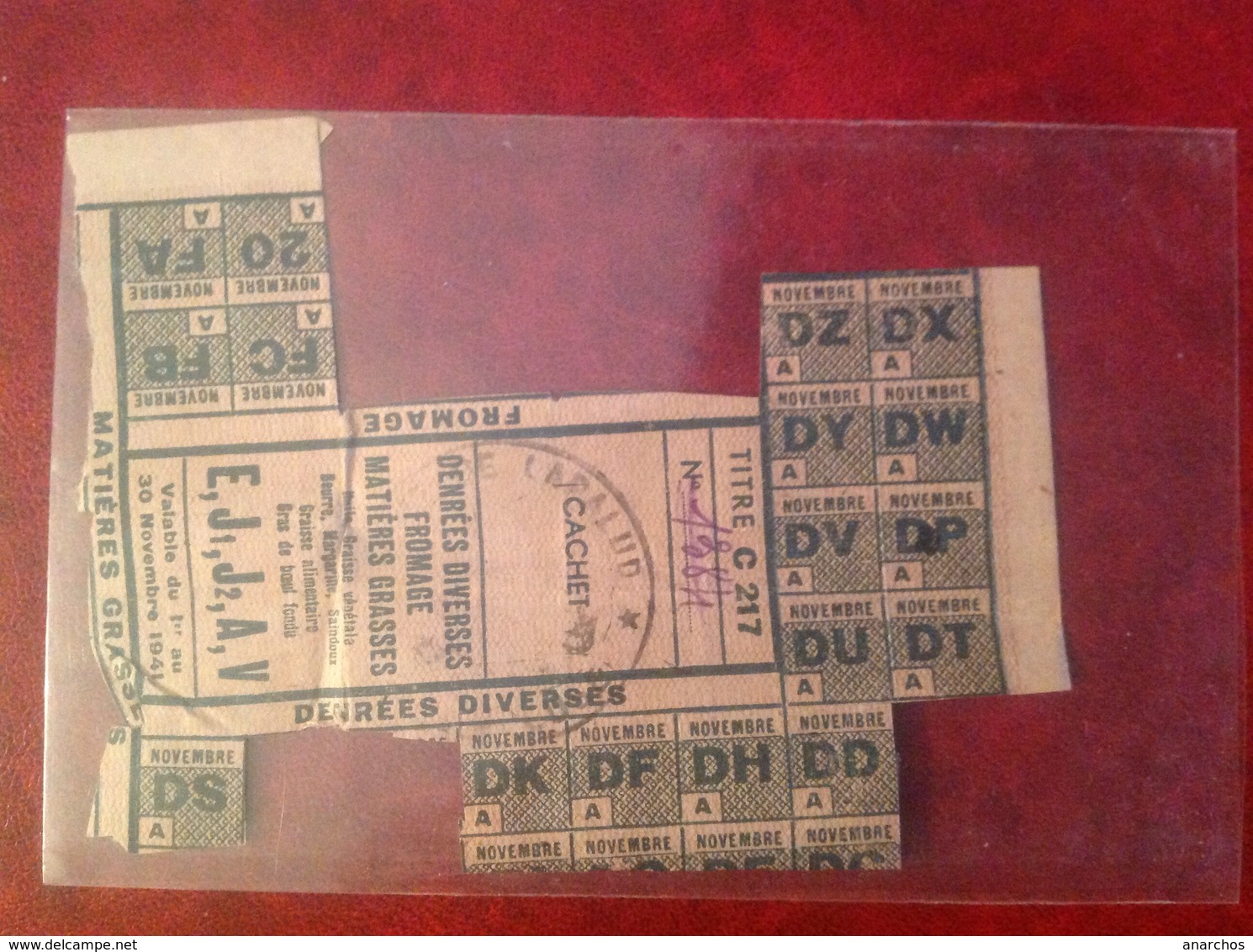 Ticket De Rationnement 1941 Mairie De Lapalud Fromage Émile Nemes - Autres & Non Classés