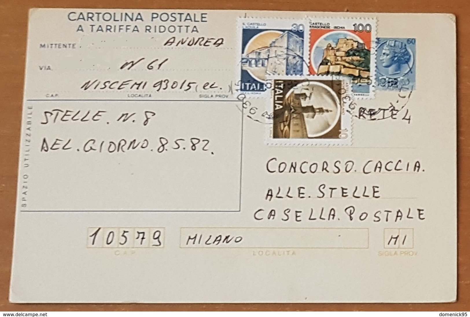 1982-Cartolina Postale Con Castelli - 1981-90: Storia Postale