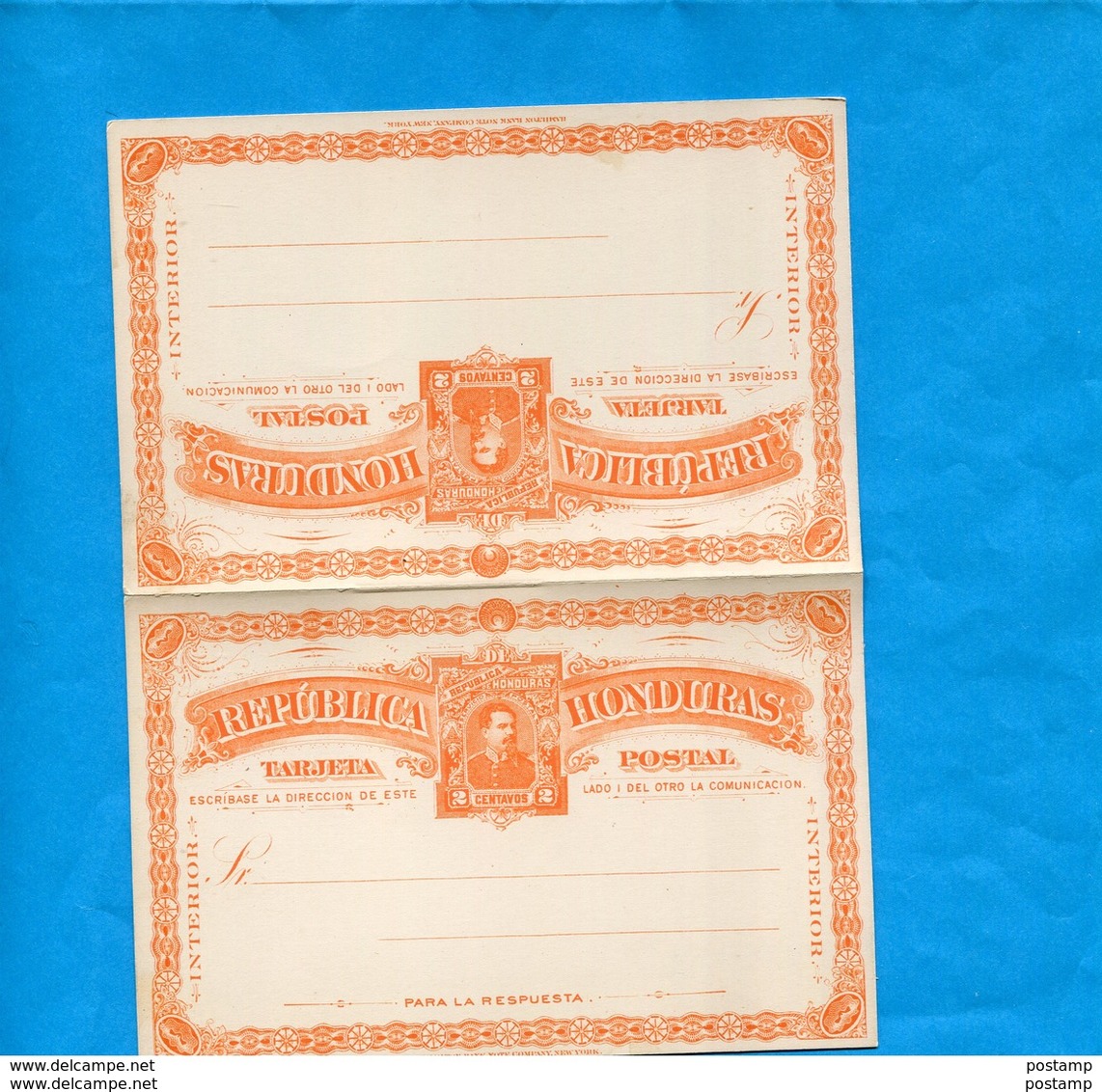 HONDURAS-carte Entier Postal-postal Stationnery-"Con Repuesta Pagada"  1891-neuve-2-c  Orange-Président Bogran - Honduras