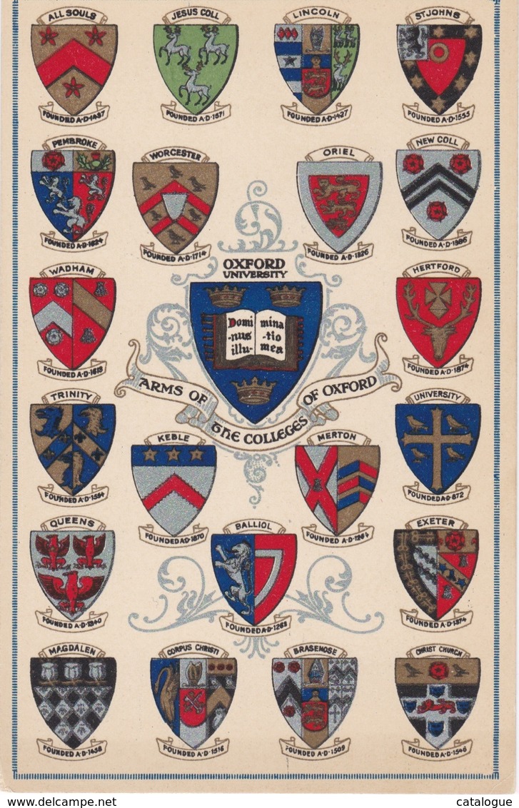 Post Card  UK - OXFORD UNIVERSITY - Arms Of The Colléges Of Oxford - Oxford