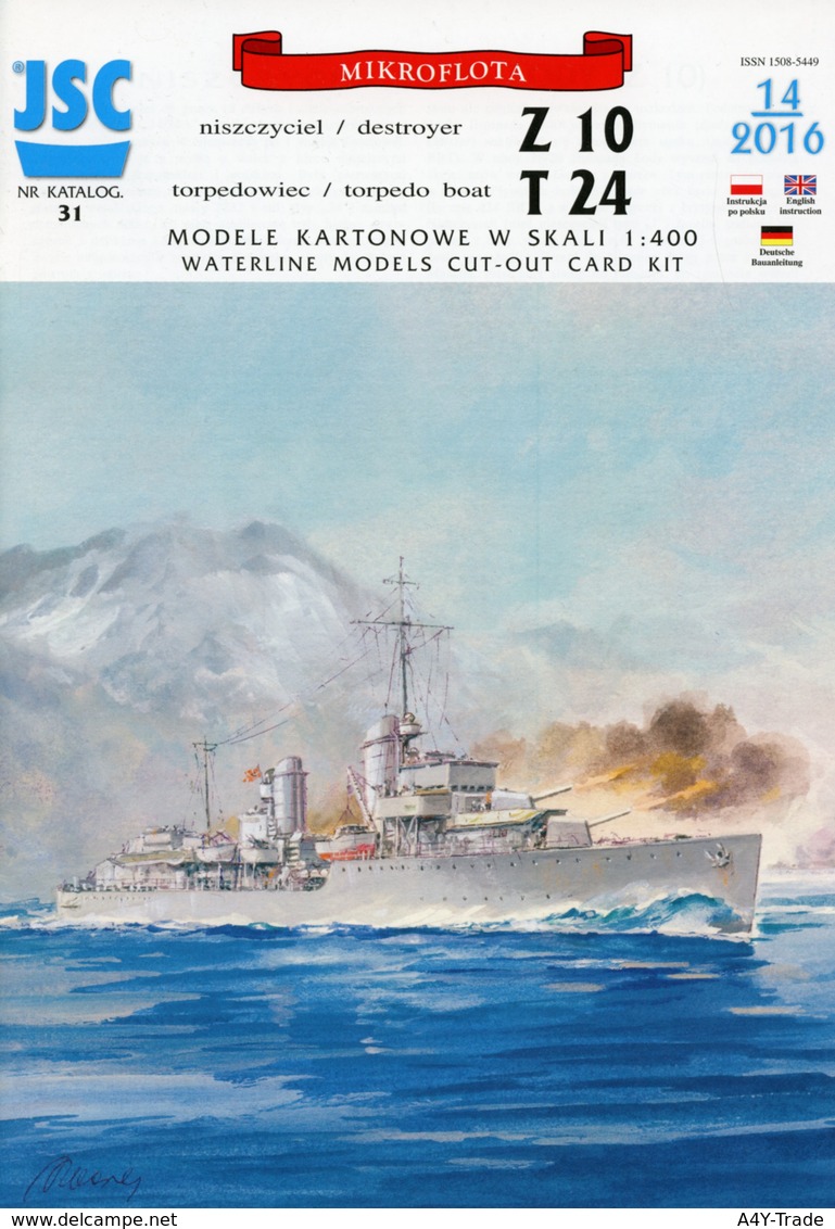 German Destroyer Z 10 And Torpedo-boat T 24 - Card Model Scale 1/400 # JSC 31 - Paper Models / Lasercut