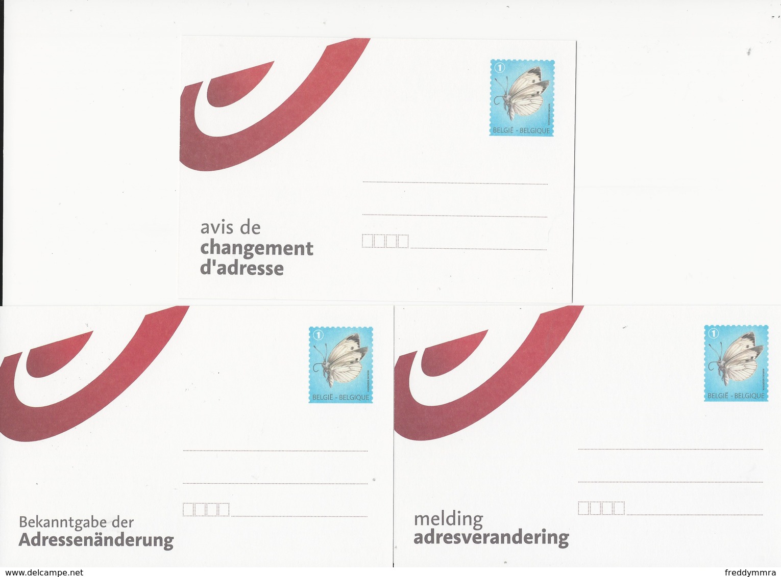 3 Entiers Postaux  Avis De Changement D'adresse (Papillons) - Addr. Chang.