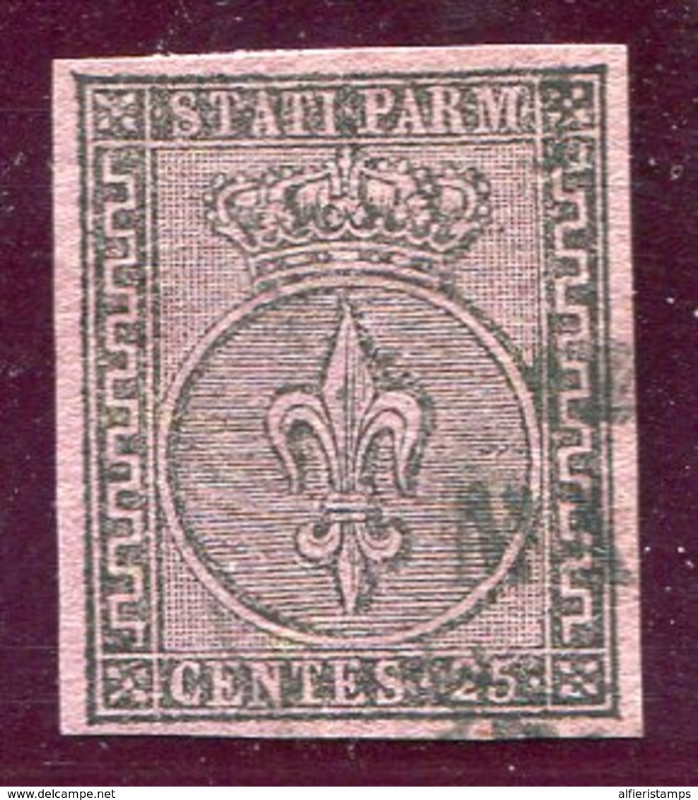 1852-PARMA- 25 C.VIOLETTO     - USATO-LUXE ! - Parme