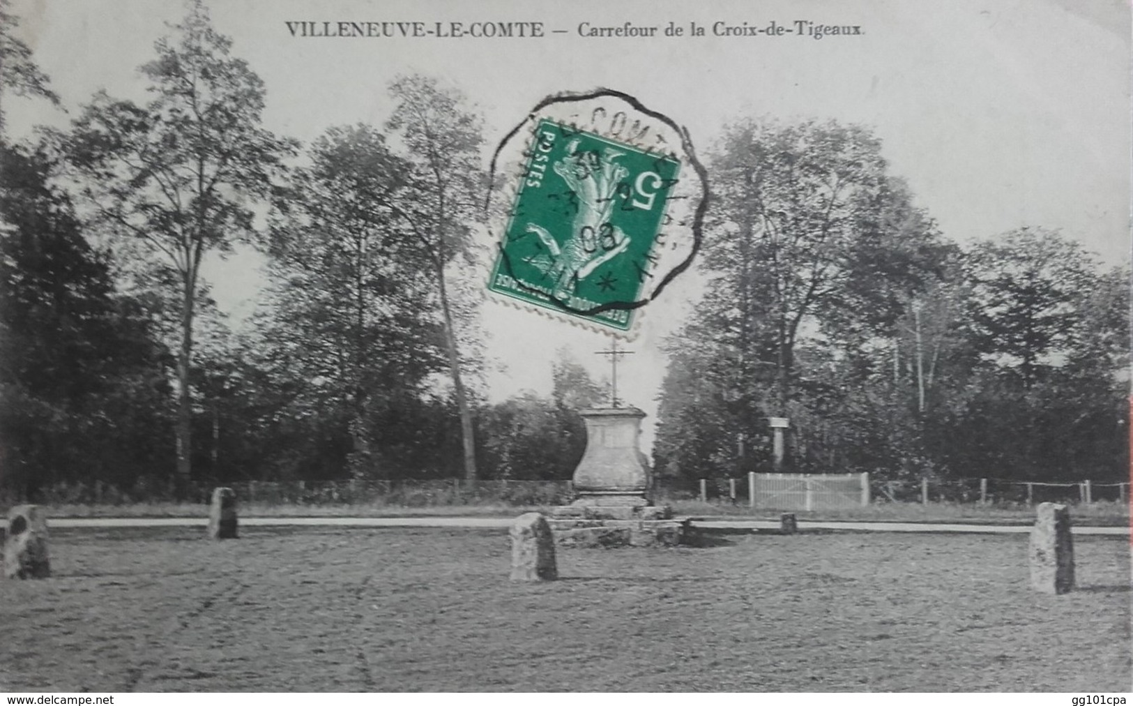 Cachet Convoyeur "VILLENEUVE LE COMTE A LAGNY 1908" Semeuse Frappe Superbe Pour Varenne St Hilaire - Poste Ferroviaire