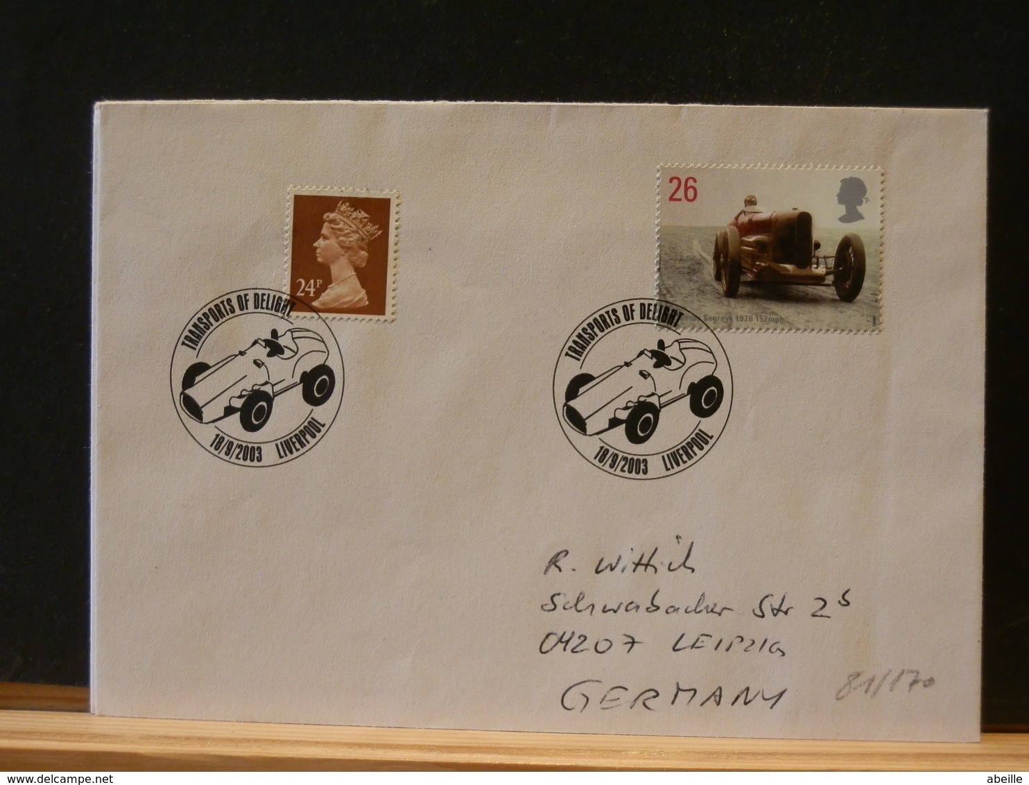 81/170 LETTRE G.B.  OBL. - Autos