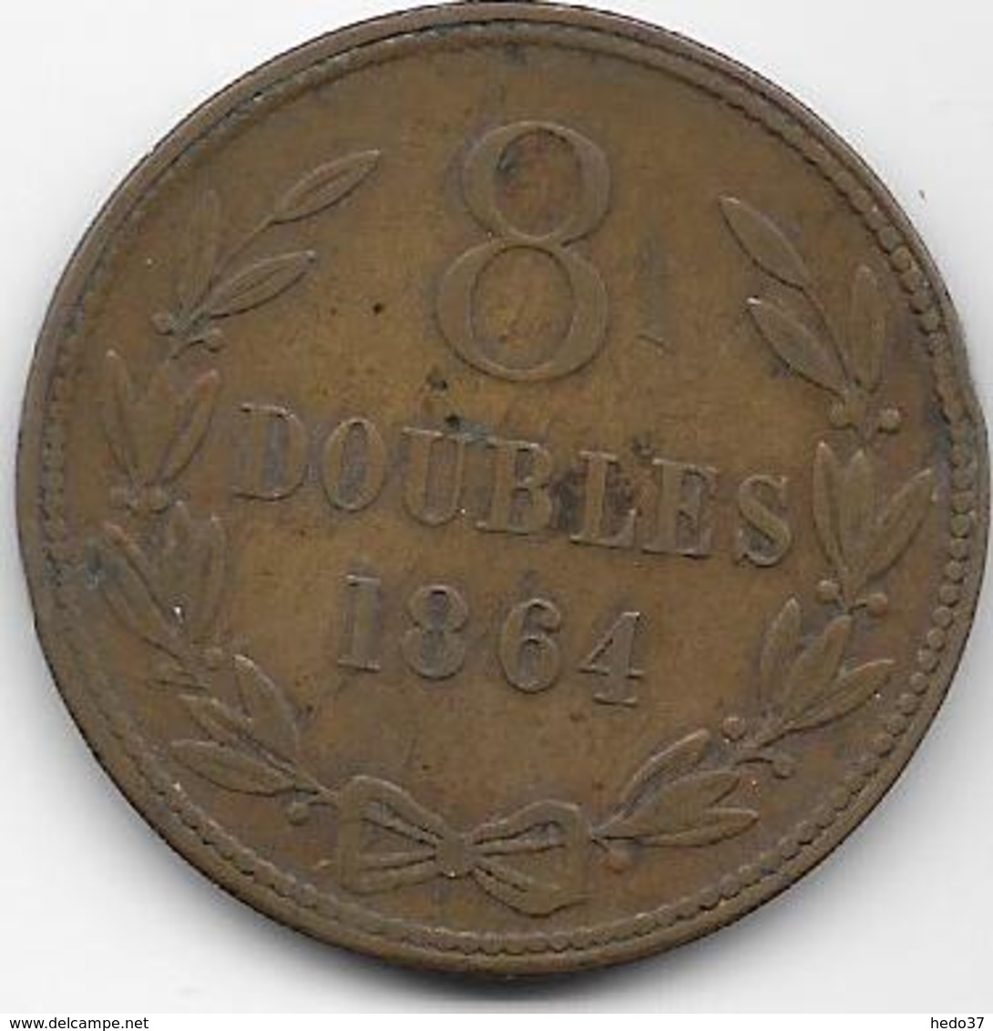 Guernesey - 8 Doubles - 1864 - TB - Guernesey