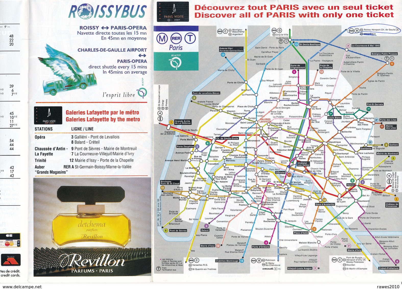 Frankreich Paris Stadtplan Lafayette Faltblatt Doppelt 7 Seiten - Parigi