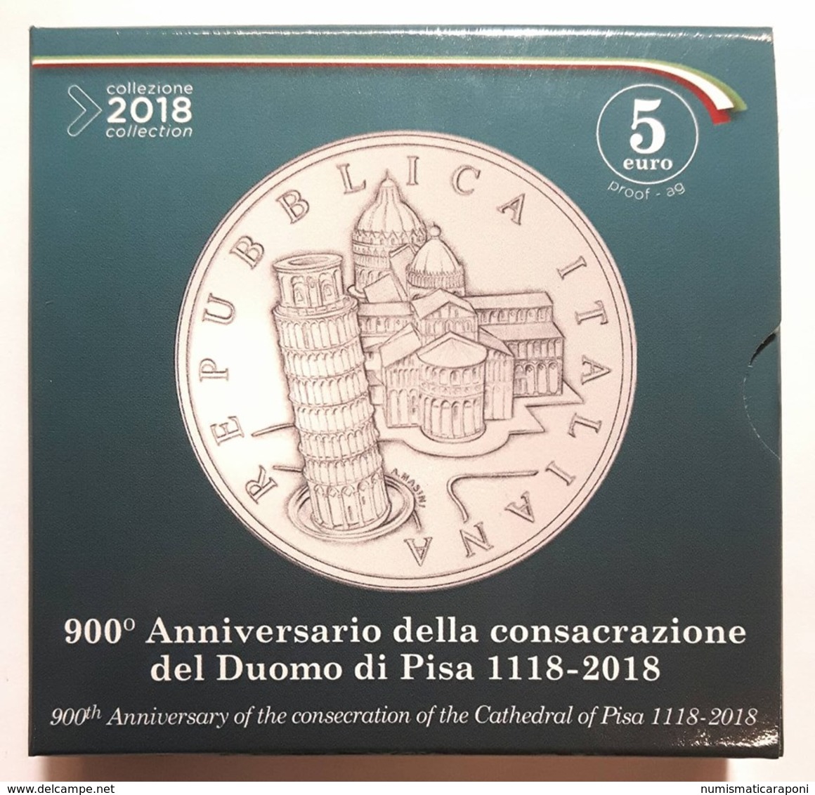 Italia 2018 5 € Proof 900° Del Duomo Di Pisa In Confezione Ufficiale - Italia