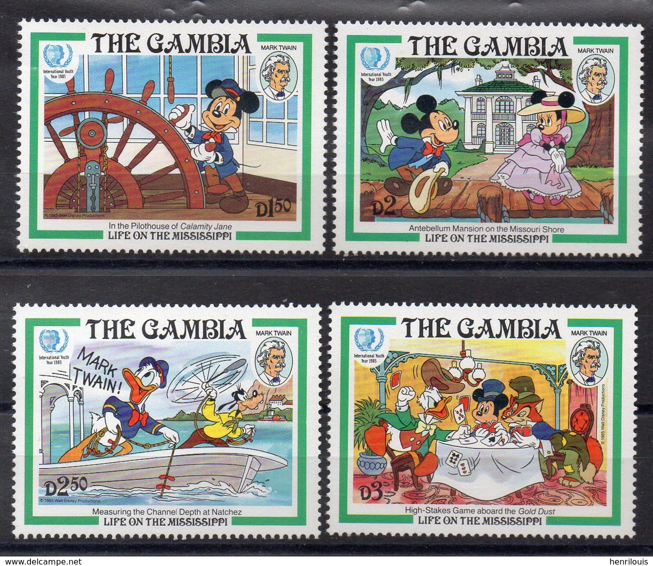 GAMBIE  Timbres Neufs ** De 1985 ( Ref 5716 ) Disney - Mark Twain - Gambie (1965-...)