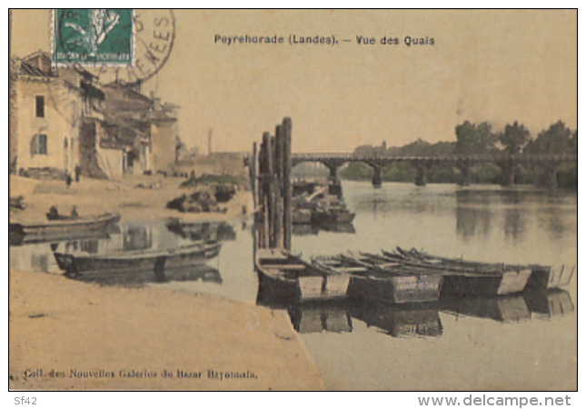 PEYREHORADE        VUE DES QUAIS.       CARTE TOILEE - Peyrehorade