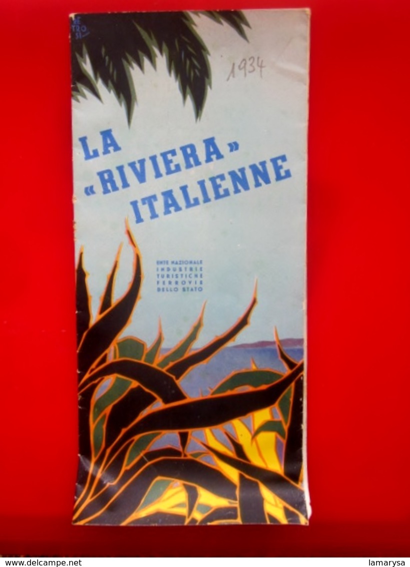 1934-RIVIERA ITALIANA-Stampata Italia-BORDIGHERA-SANREMO-PEGLI-NERVI-PORTOFINO-RAPALO-SESTRI-Guida Brochure Turistica - Cuadernillos Turísticos